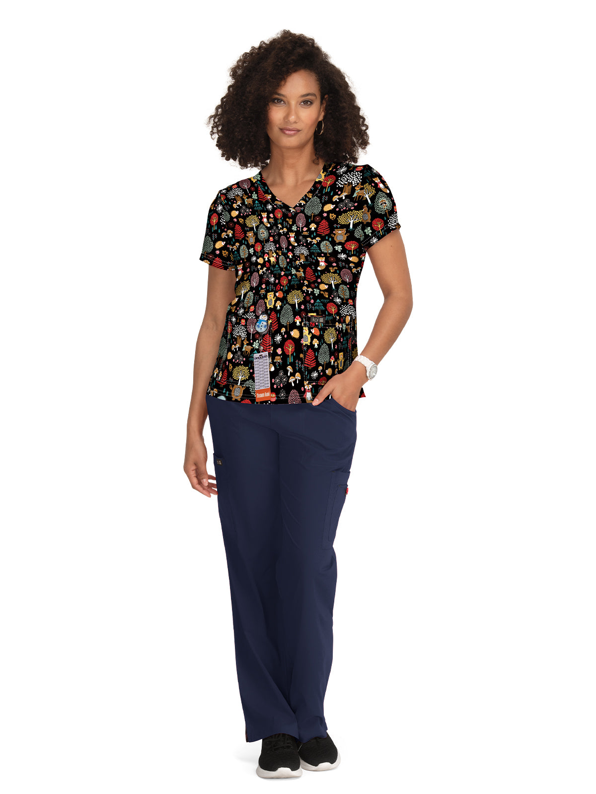 Women's Athletic-Inspired, Breathable Mesh Leslie Top - 384PR - Woodland Creatures