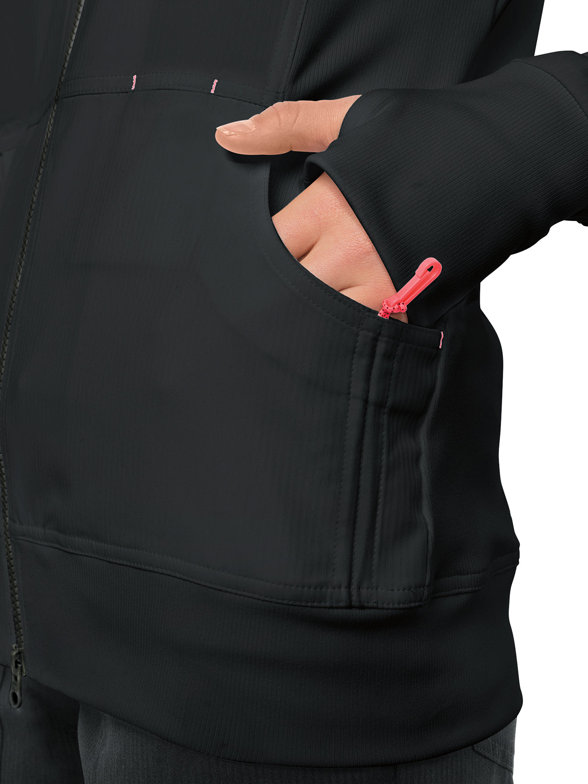 Women's 3-Pocket 2-Way Zipper Clarity Jacket - 445 - Black