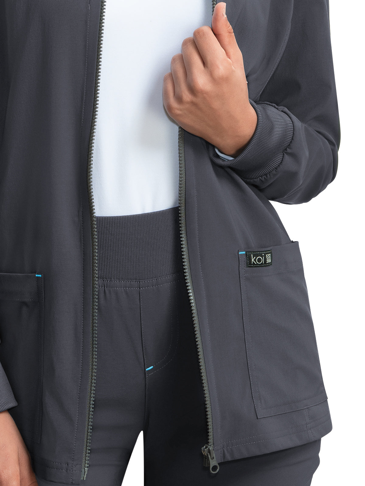 Women's 4-Pocket Rib Collar Andrea Jacket - 450 - Charcoal