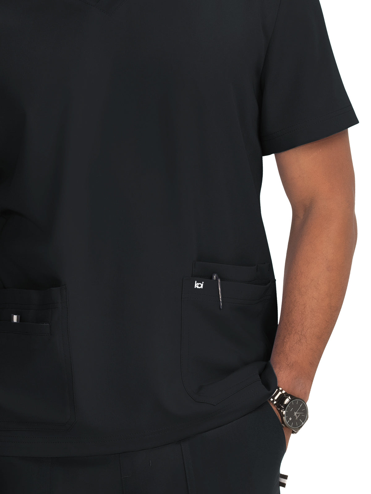Men's 4-Pocket V-Neck Free To Be Top - 672 - Black