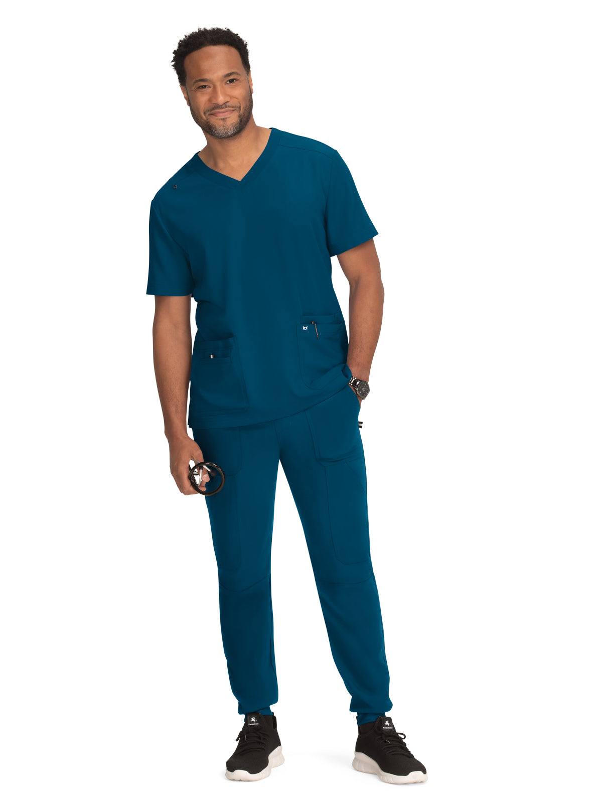 Men's 4-Pocket V-Neck Free To Be Top - 672 - Caribbean Blue