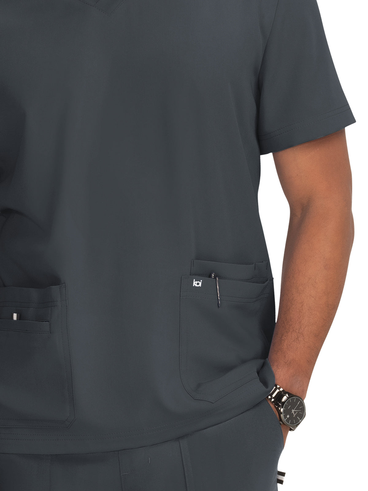 Men's 4-Pocket V-Neck Free To Be Top - 672 - Charcoal