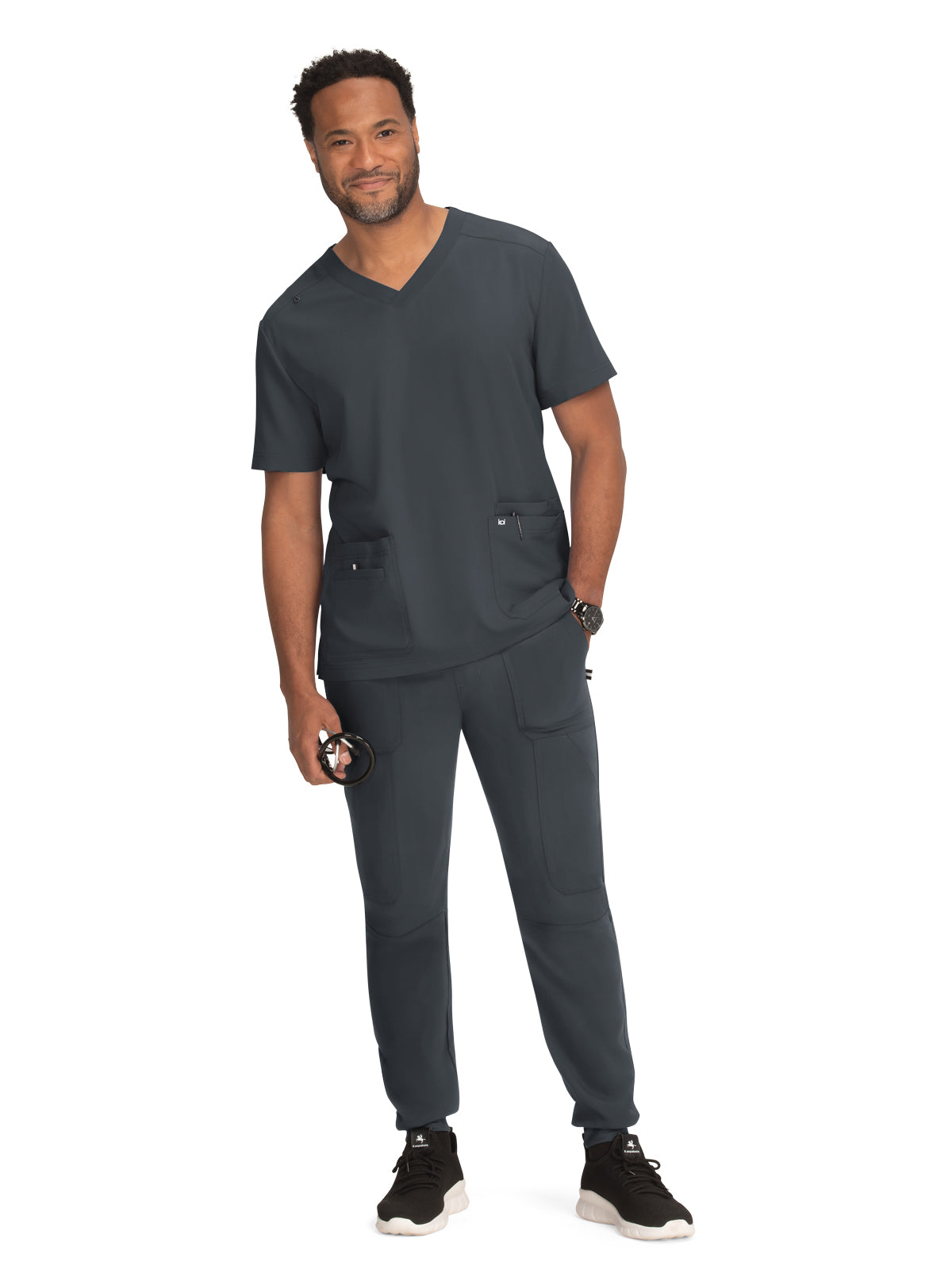 Men's 4-Pocket V-Neck Free To Be Top - 672 - Charcoal