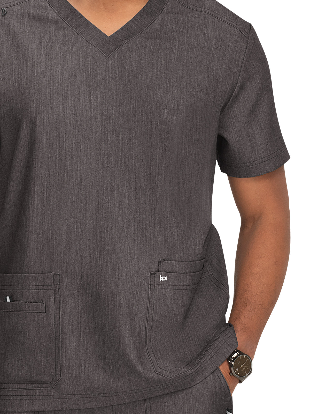 Men's 4-Pocket V-Neck Free To Be Top - 672 - Heather Grey