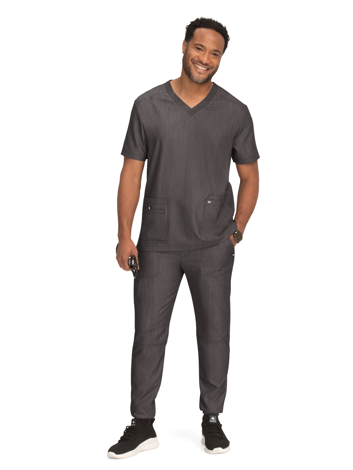 Men's 4-Pocket V-Neck Free To Be Top - 672 - Heather Grey