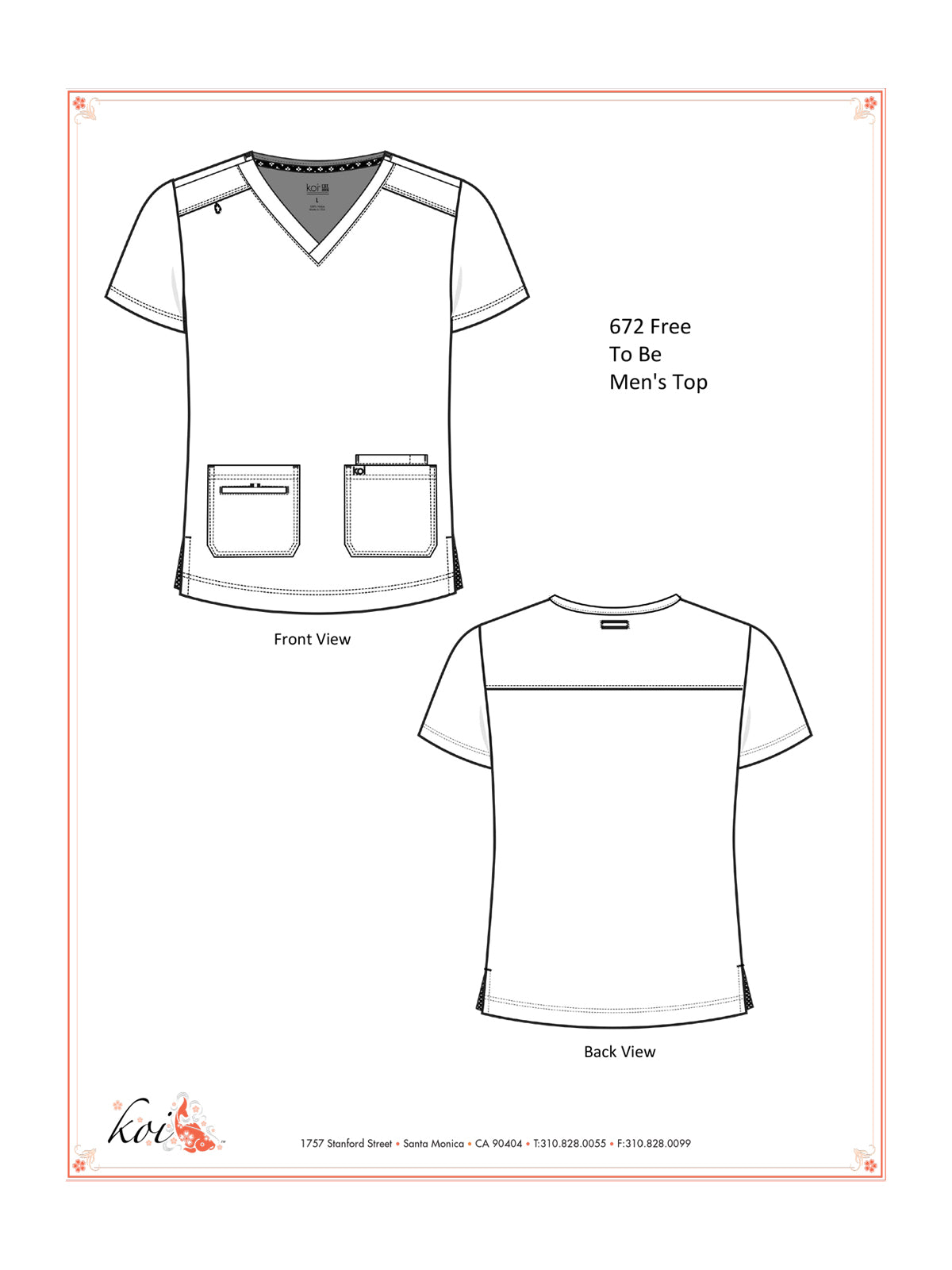 Men's 4-Pocket V-Neck Free To Be Top - 672 - Charcoal