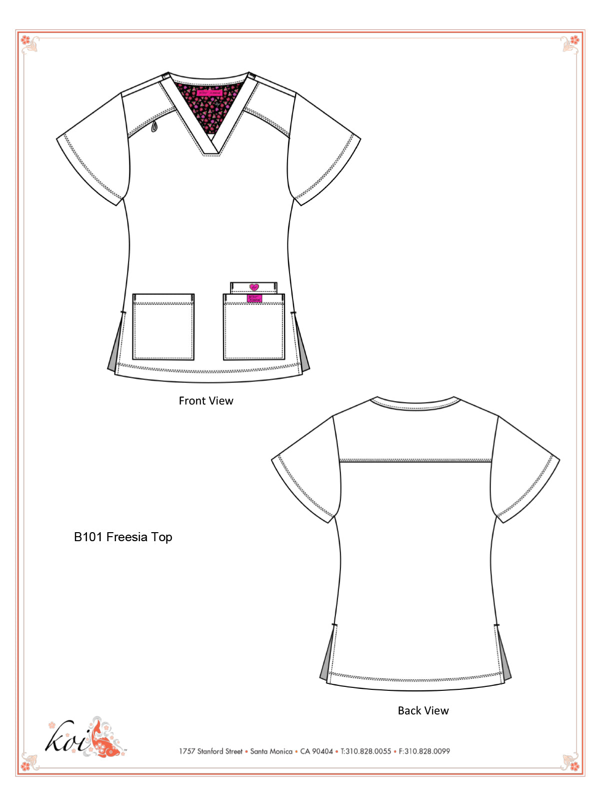Women's 3-Pocket Snap-Button Placket V-Neck Freesia Top - B101 - Raspberry