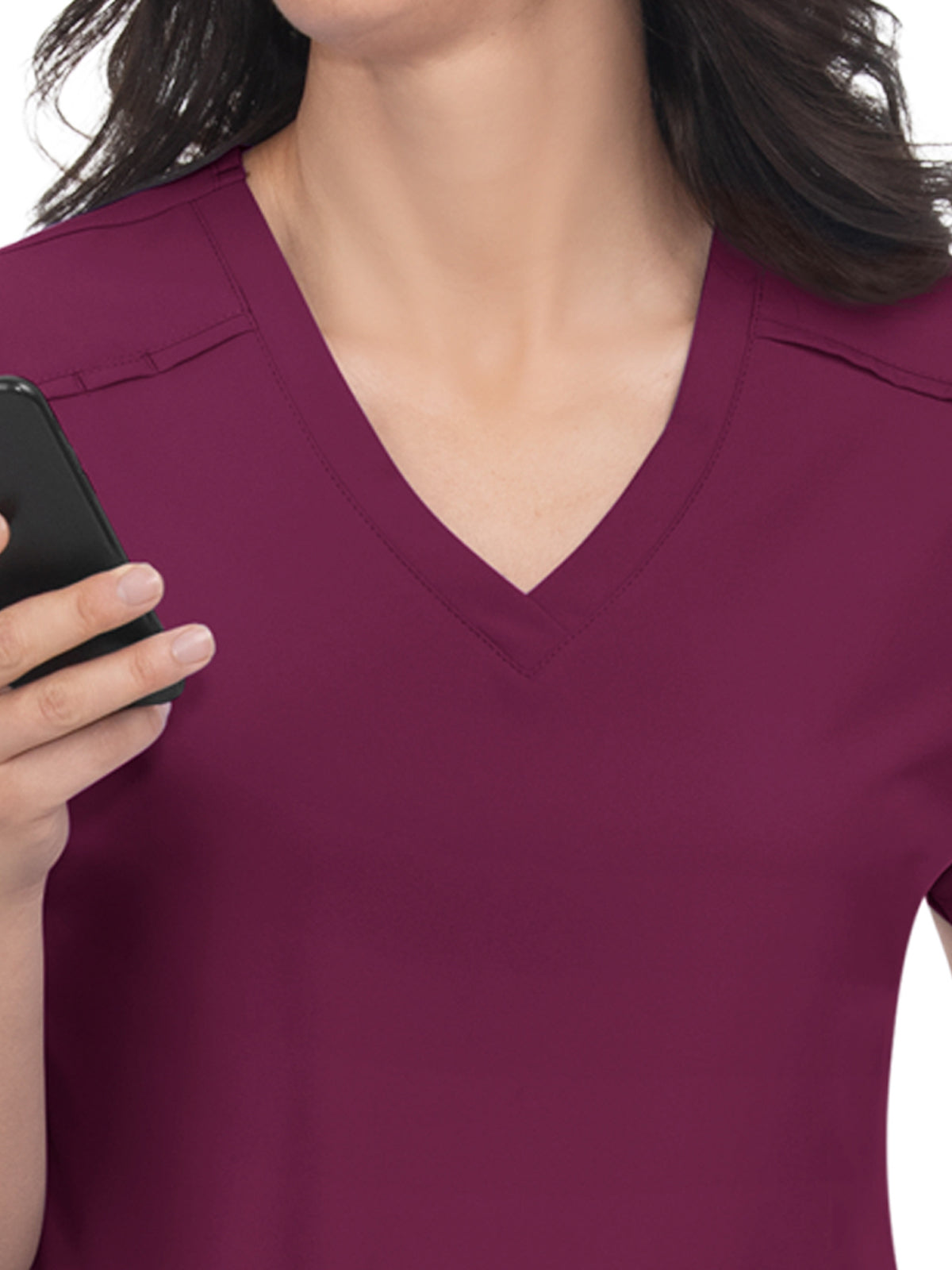 Women's 3-Pocket V-Neck Cardi Top - C101 - Wine