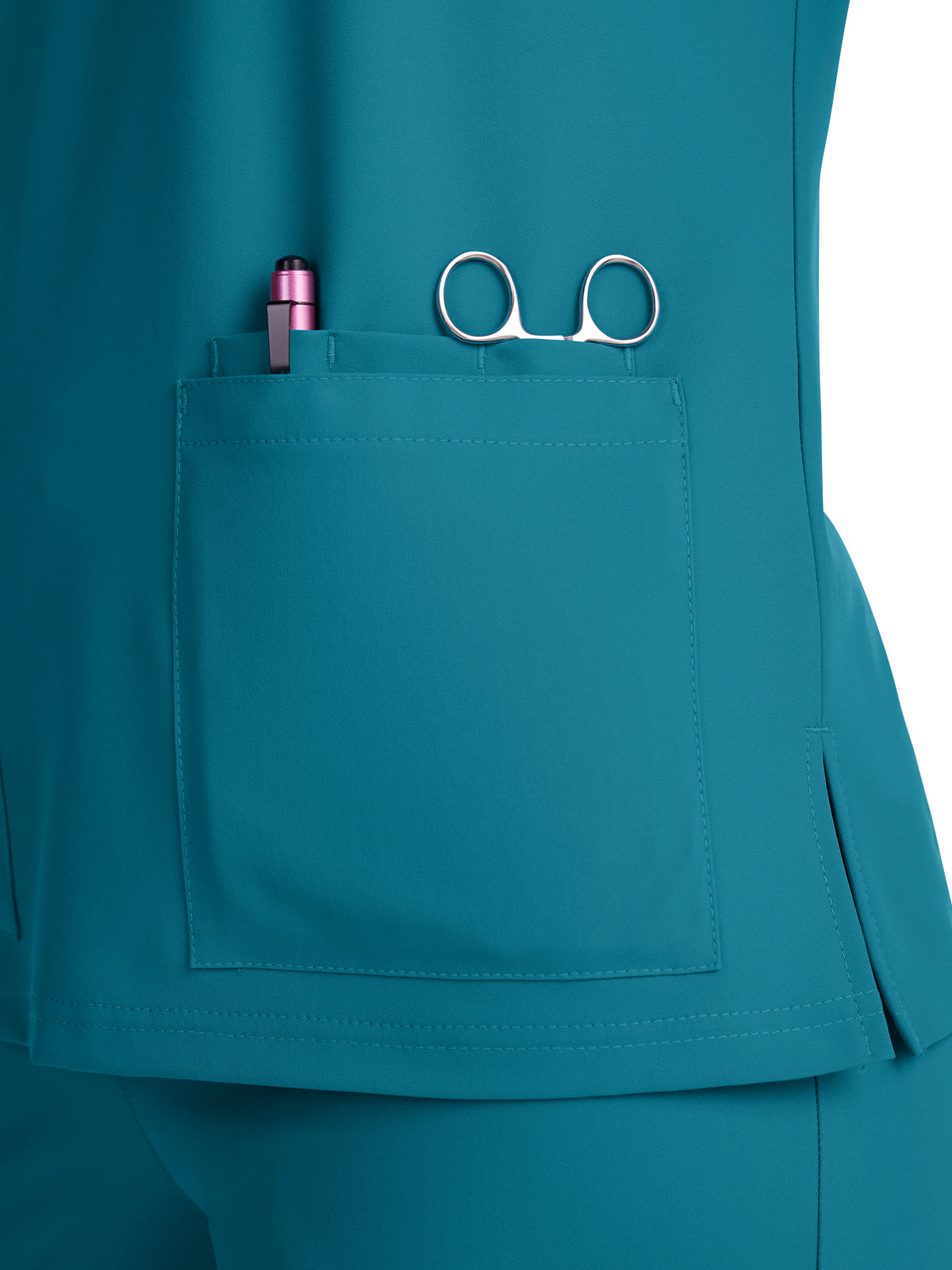 Women's 3-Pocket V-Neck Cardi Top - C101 - Teal