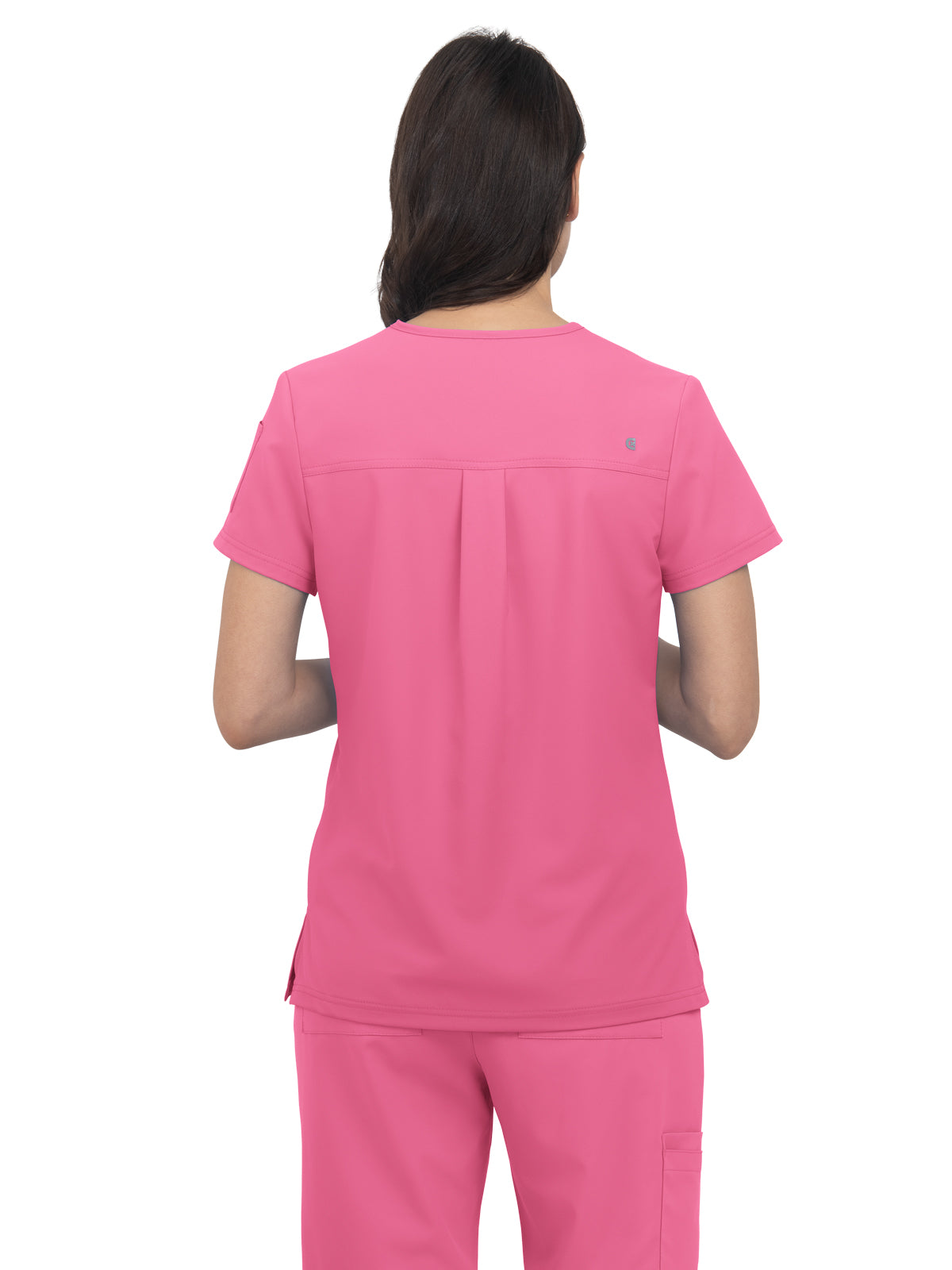 Women's 3-Pocket V-Neck Cardi Top - C101 - Carnation