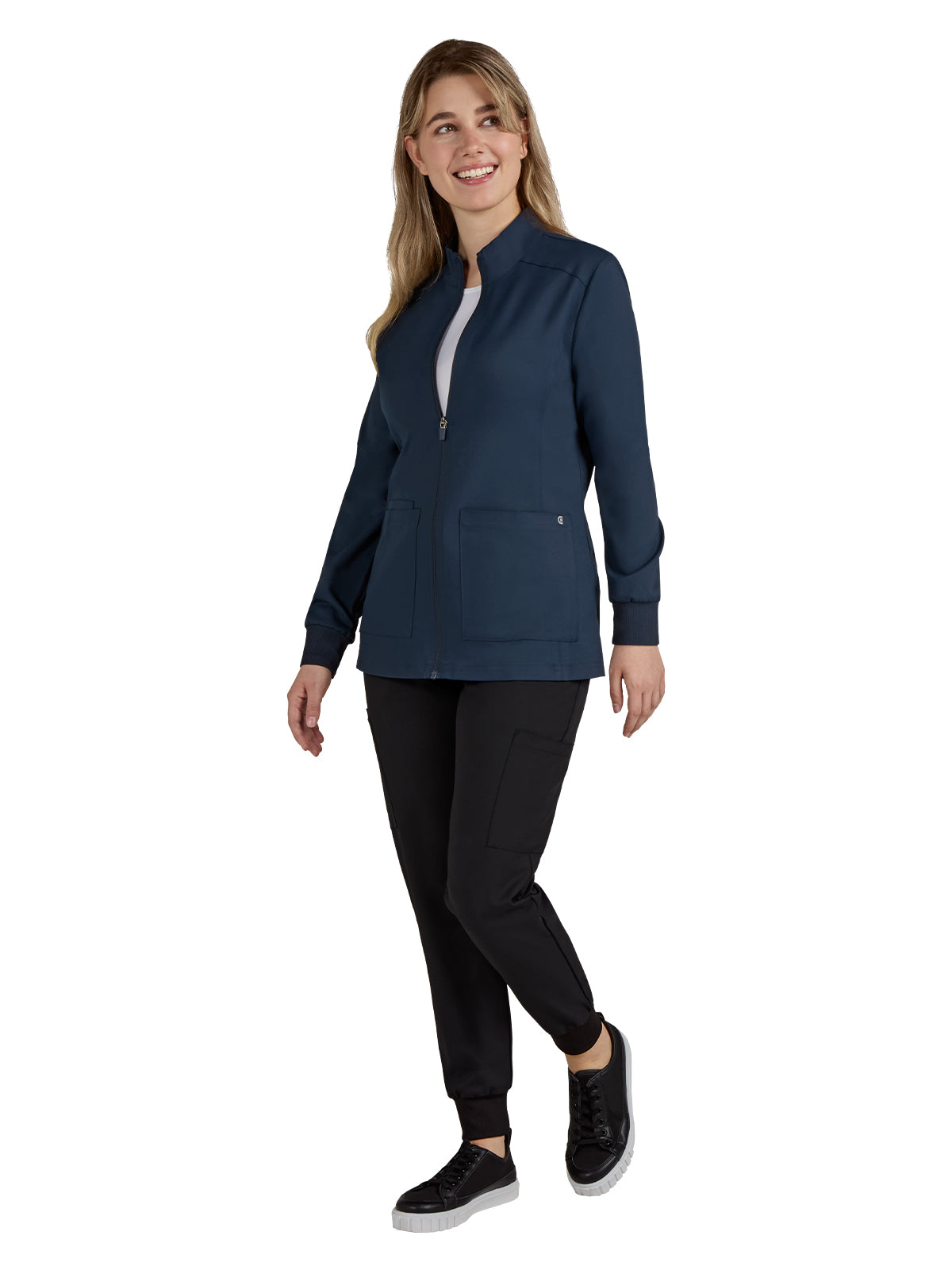 Women's 2-Pocket Zipper-Front Geneses Jacket - C400 - Navy