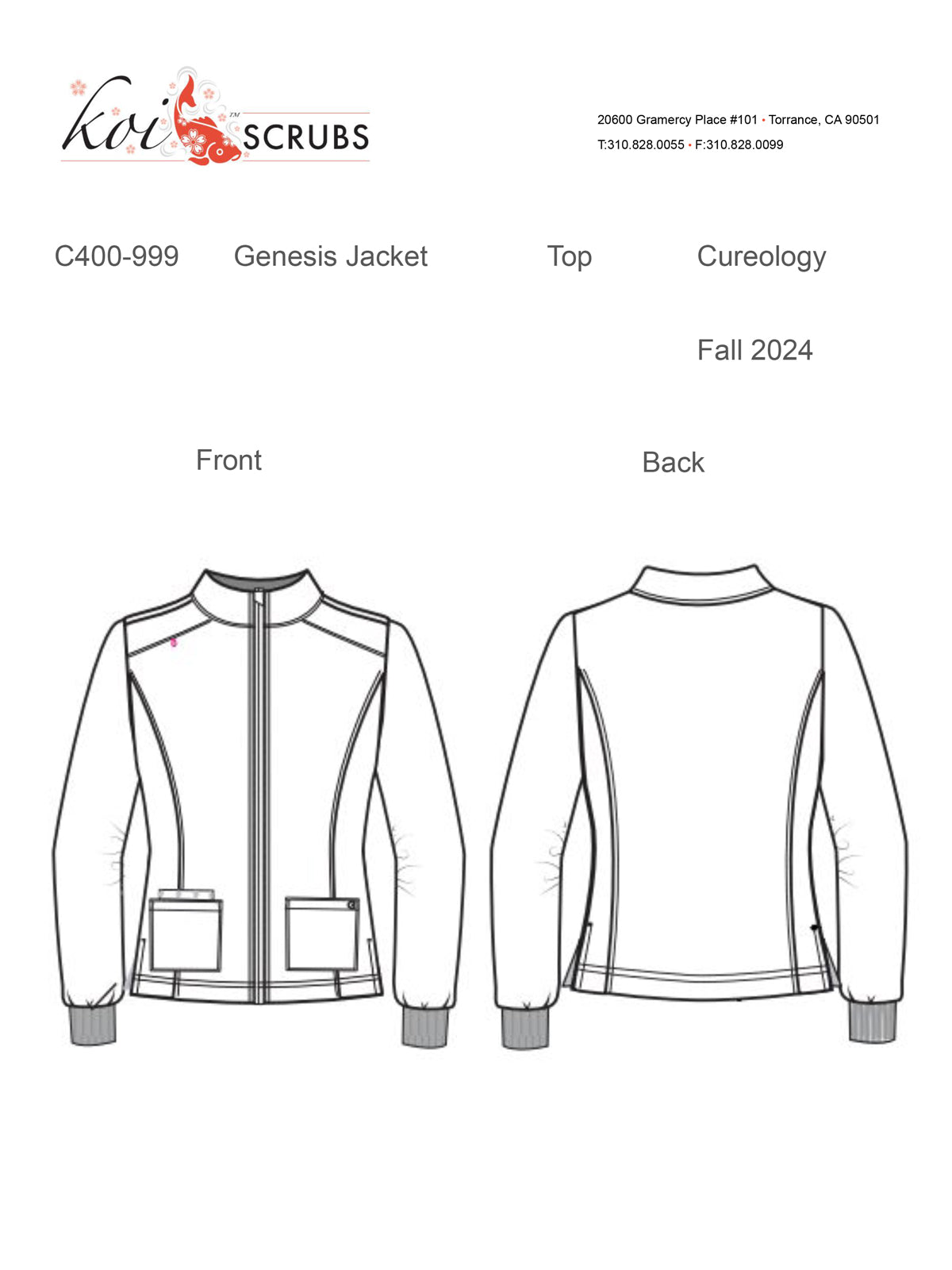 Women's 2-Pocket Zipper-Front Geneses Jacket - C400 - Black