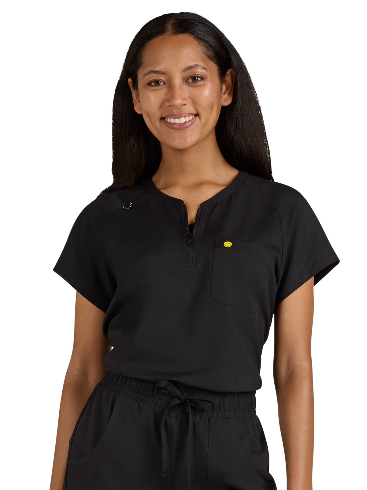 Women's Zipper Neck Ecstatic Top - S100 - Black