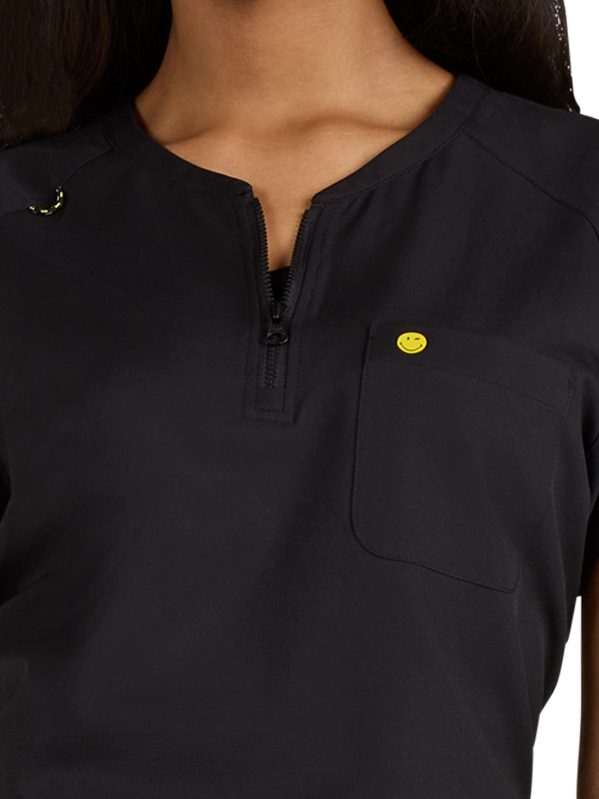 Women's Zipper Neck Ecstatic Top - S100 - Black