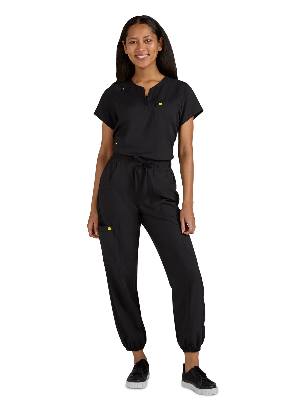 Women's Zipper Neck Ecstatic Top - S100 - Black
