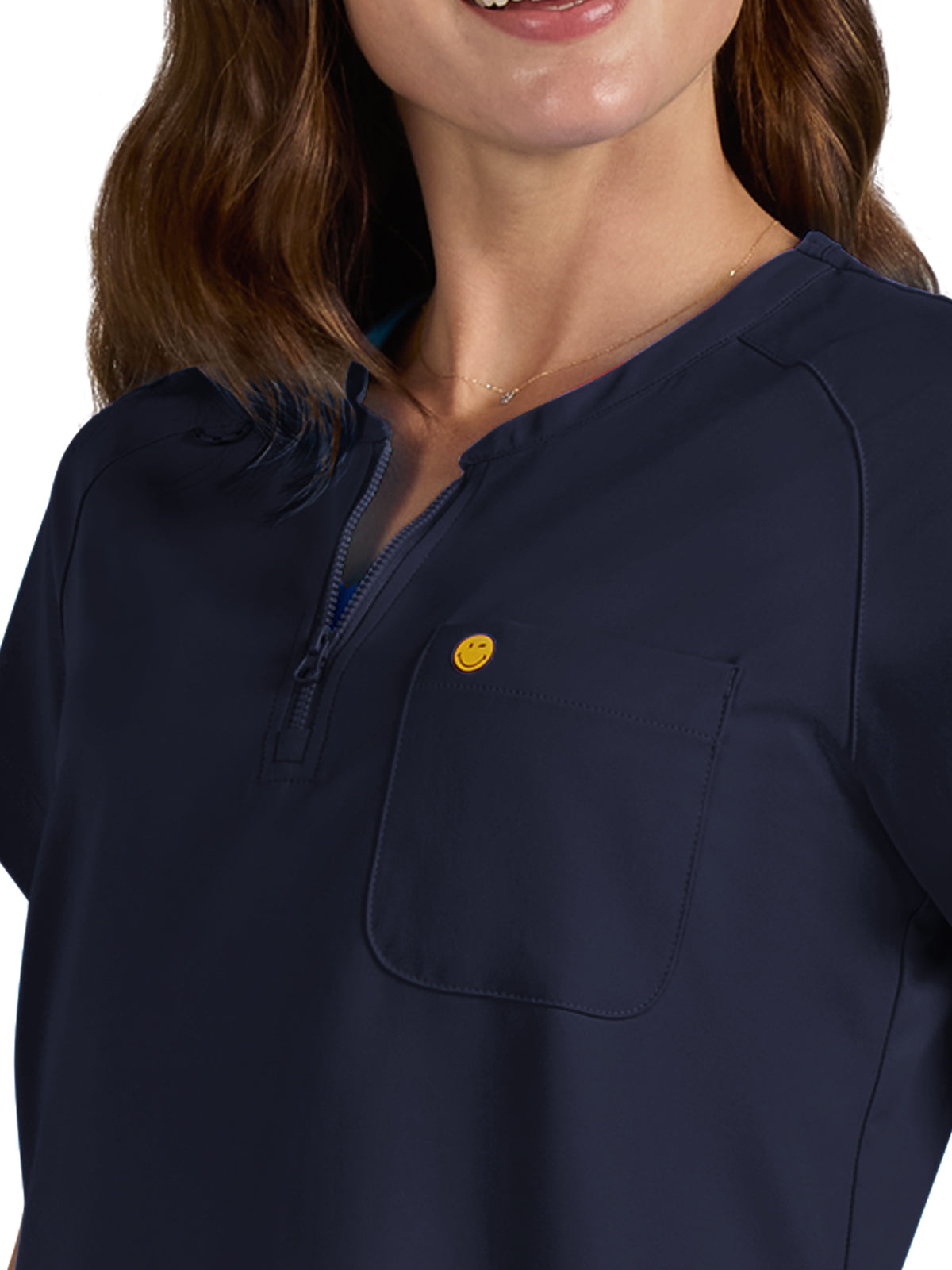 Women's Zipper Neck Ecstatic Top - S100 - Navy