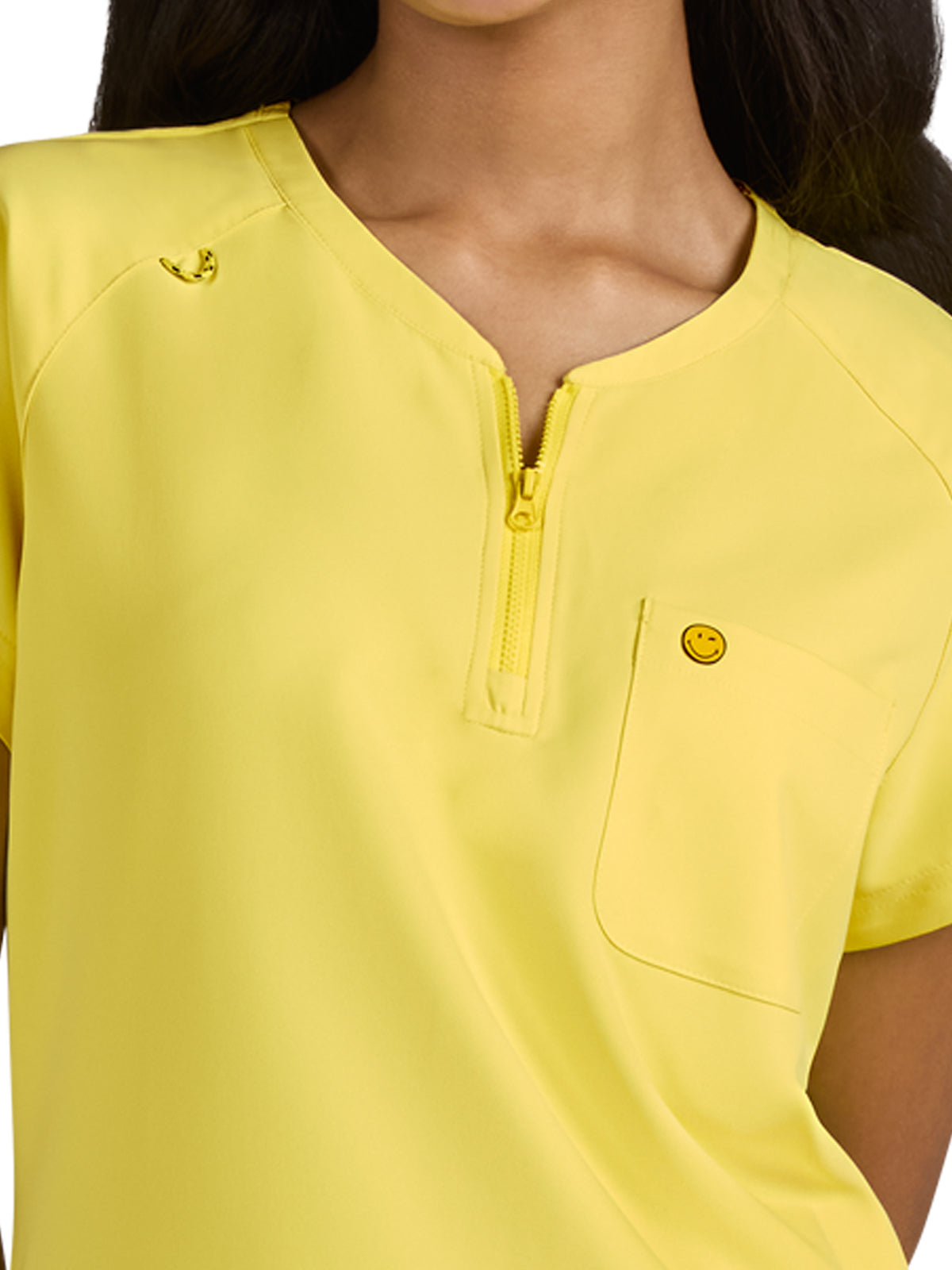 Women's Zipper Neck Ecstatic Top - S100 - Loving Yellow