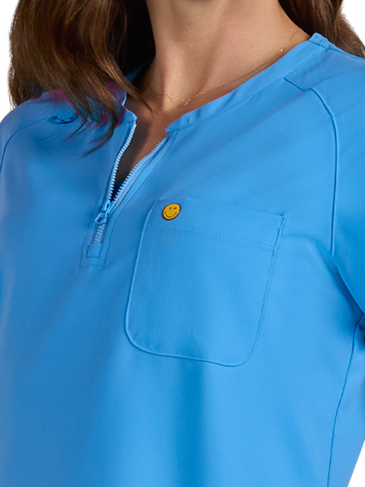 Women's Zipper Neck Ecstatic Top - S100 - Power Blue