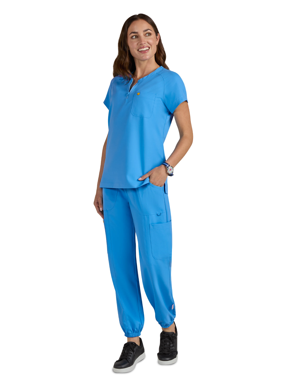 Women's Zipper Neck Ecstatic Top - S100 - Power Blue