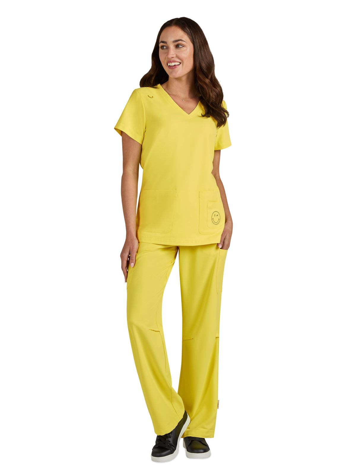 Women's 3-Pocket V-Neck Blissful Top - S101 - Loving Yellow