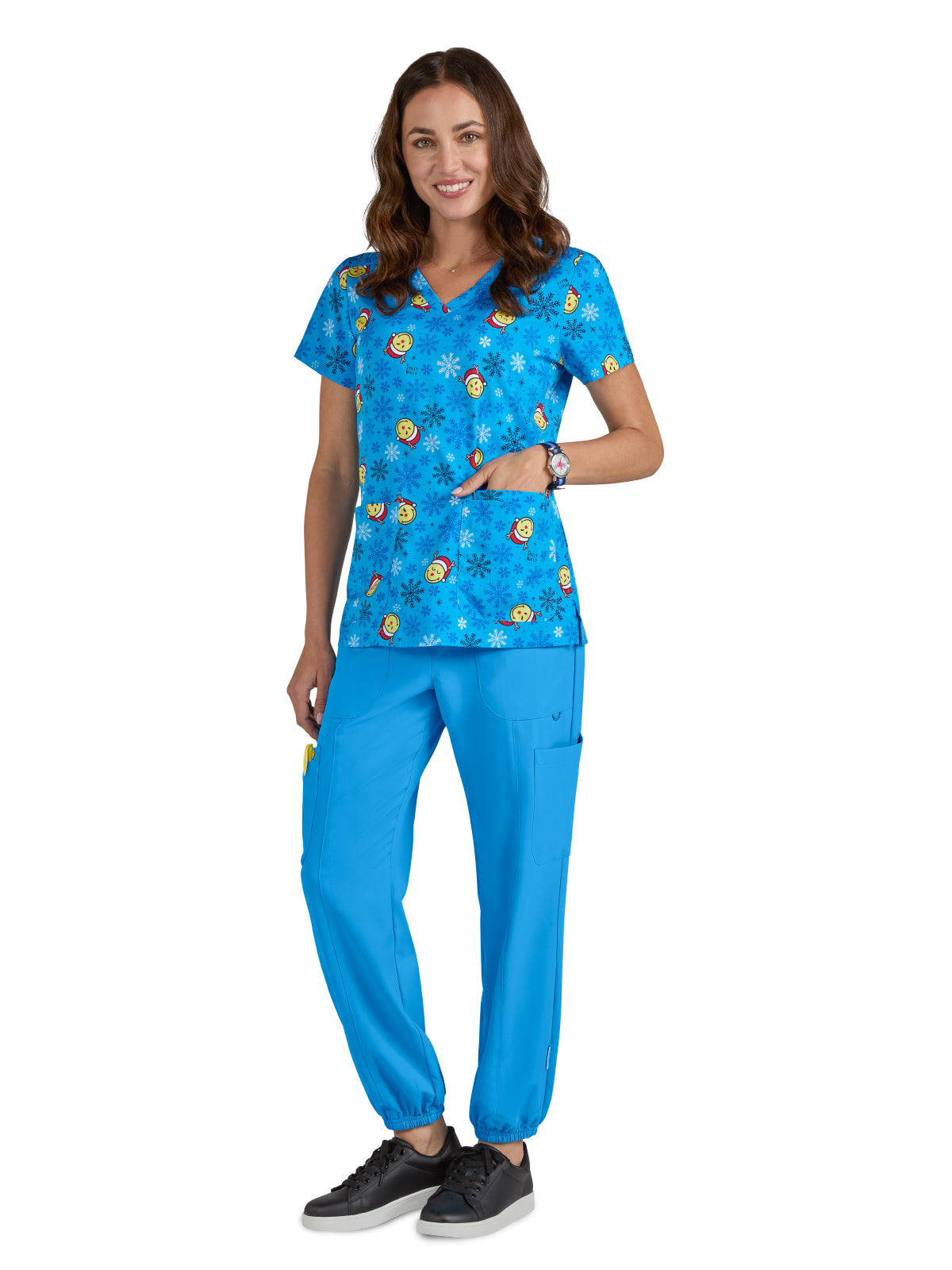 Women's Printed 3-Pocket V-Neck Adoring Top - S102PR - Feeling Jolly