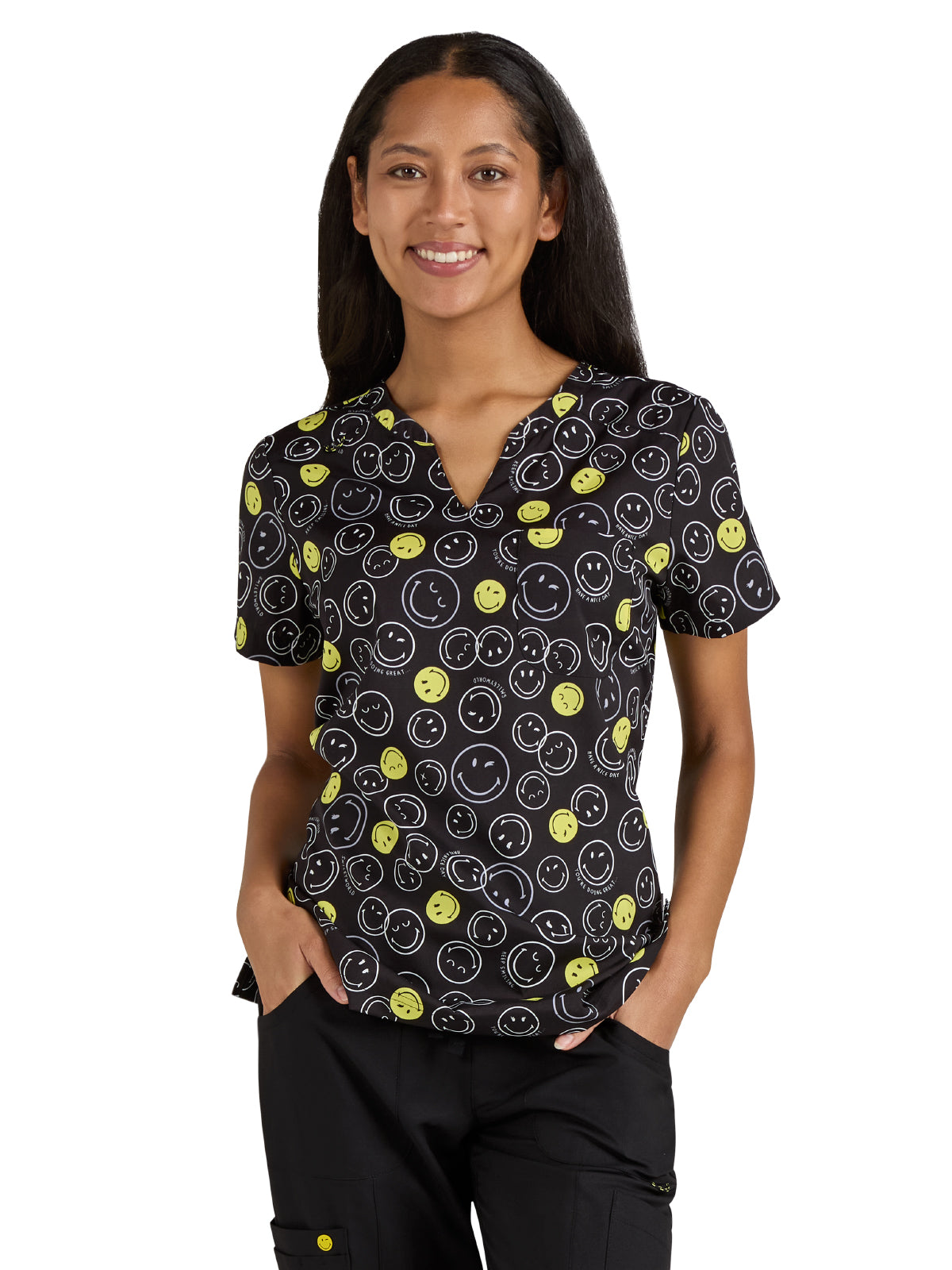 Women's Printed Split-Neck Amazed Top - S103PR - Doing Great