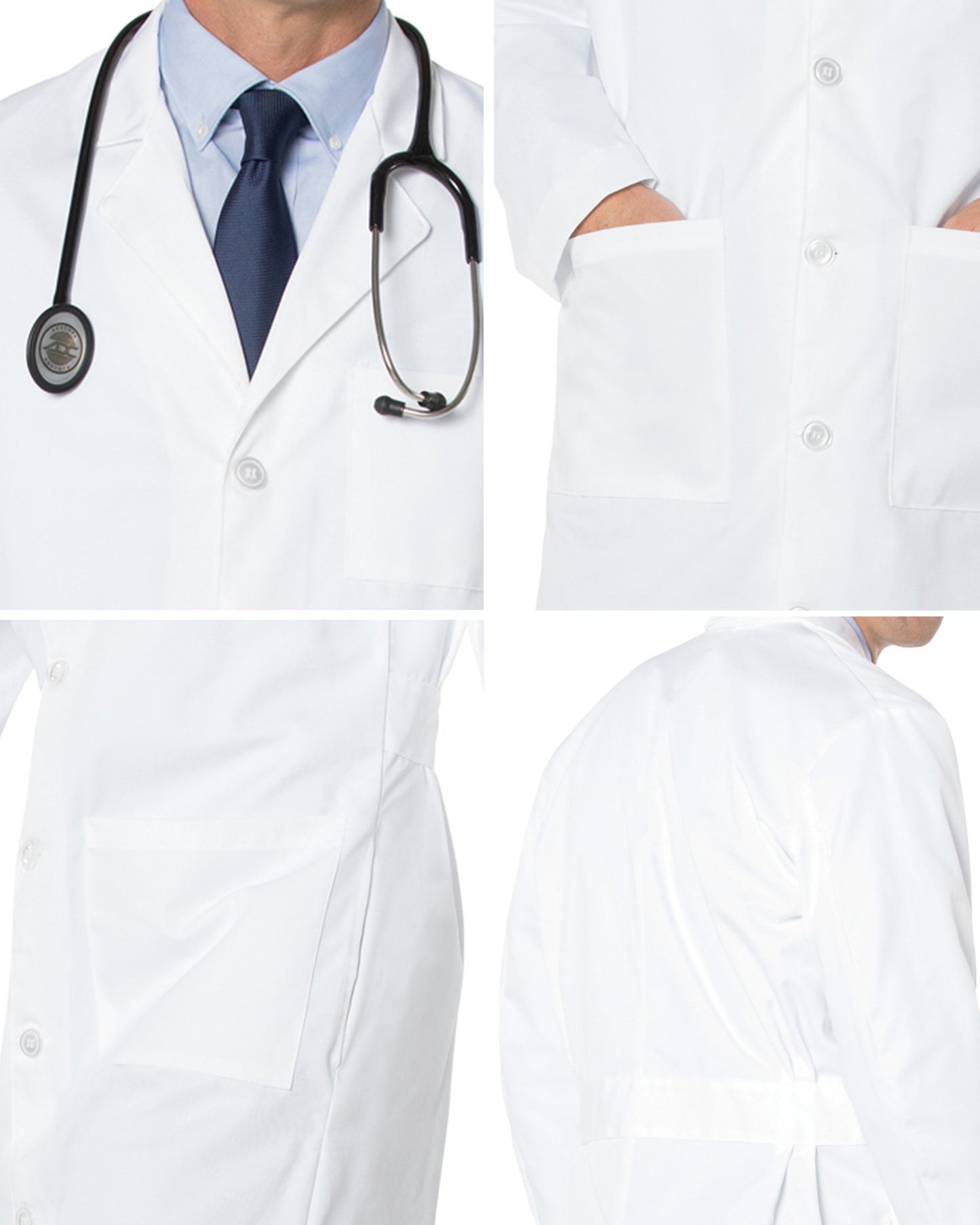 Men's Three-Pocket 43.5" Full-Length Lab Coat - 3140 - White Twill