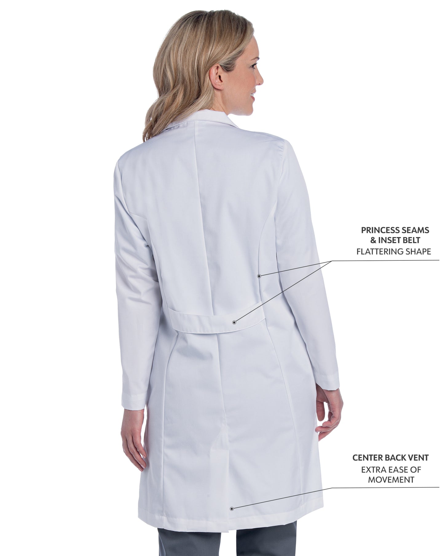 Women's Five-Pocket 38" Full-Length Lab Coat - 3153 - White Twill