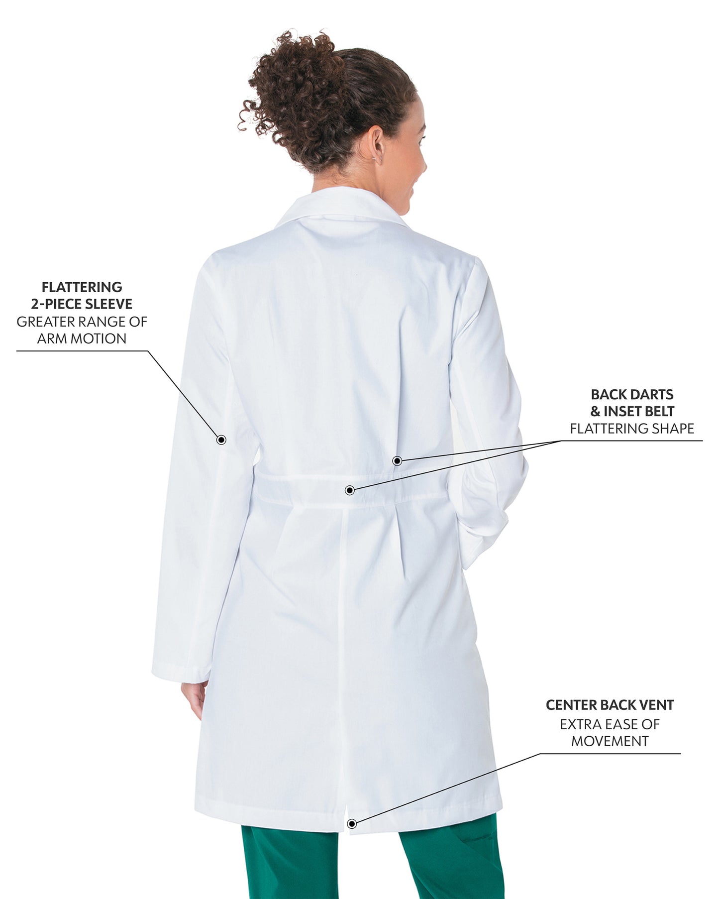 Women's Five-Pocket 36.5" Full-Length Tablet Lab Coat - 3165 - White