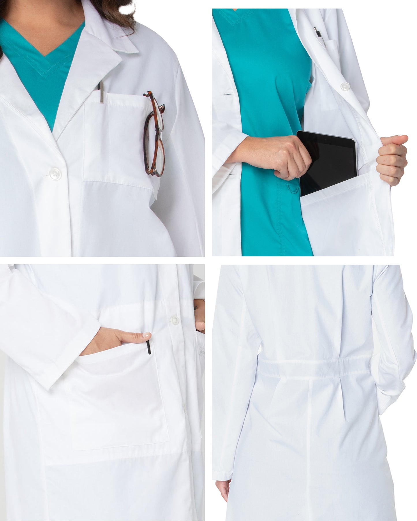 Women's Five-Pocket 36.5" Full-Length Tablet Lab Coat - 3165 - White