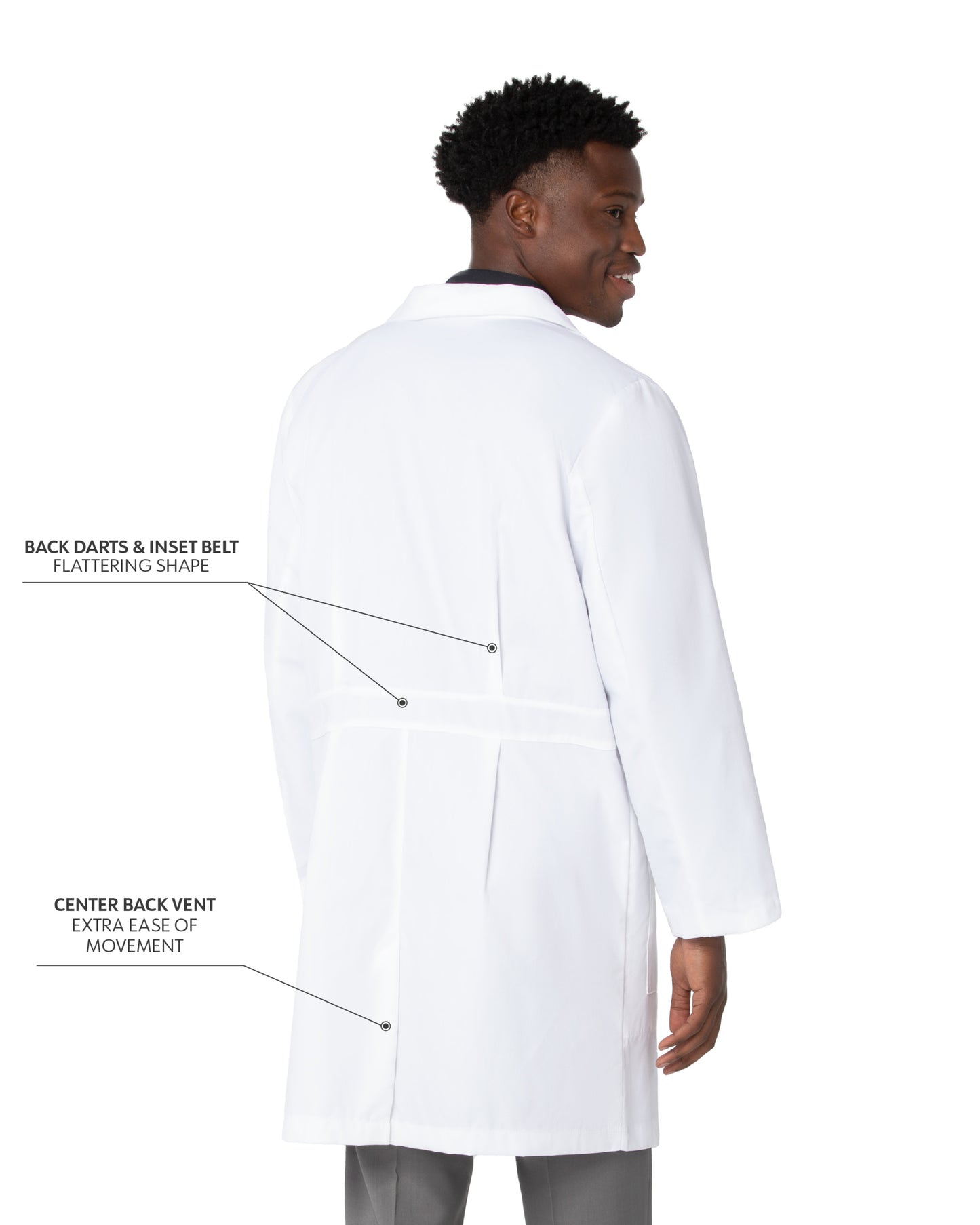Men's Five-Pocket 37" Mid-Length Tablet Lab Coat - 3174 - White