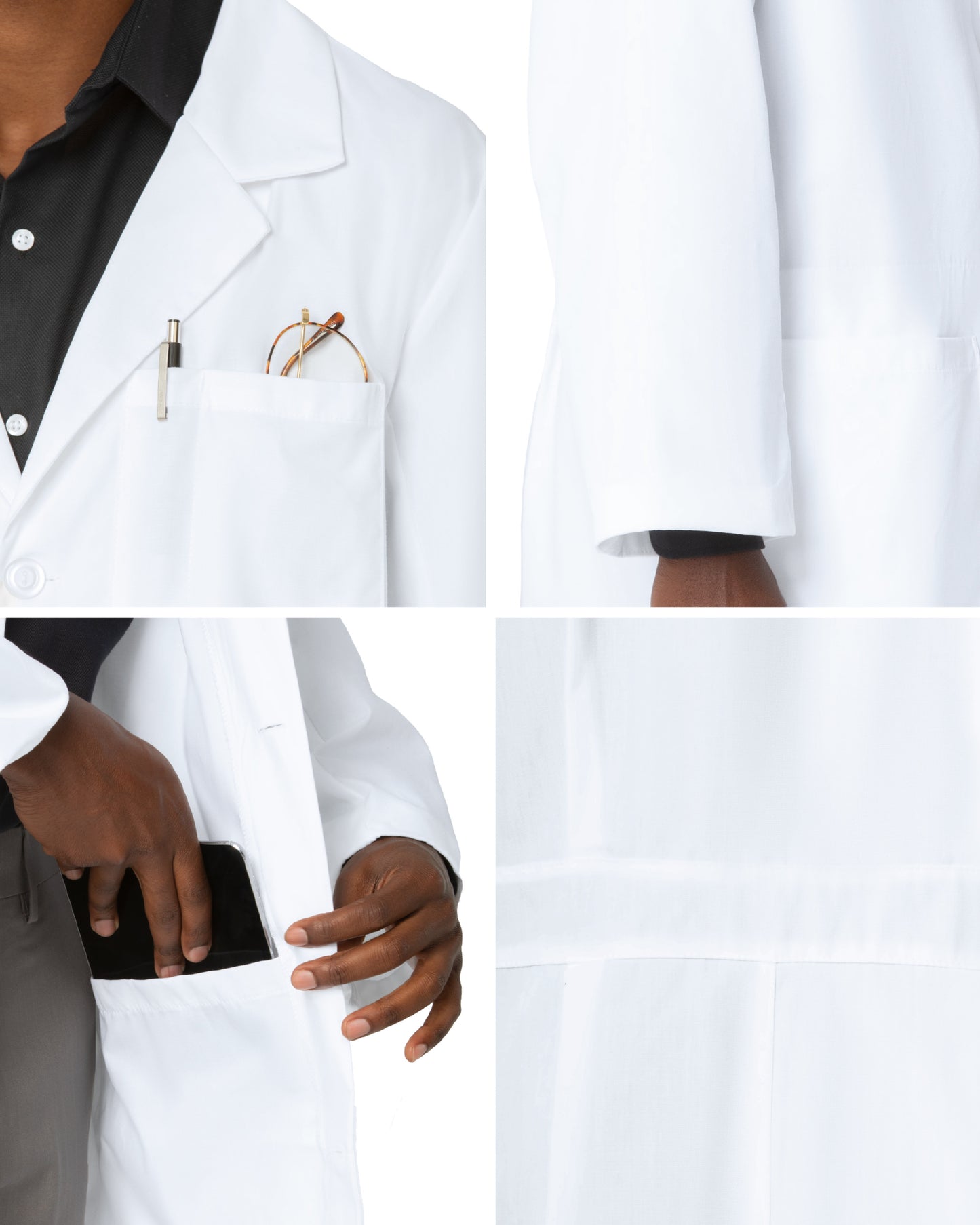 Men's Five-Pocket 37" Mid-Length Tablet Lab Coat - 3174 - White