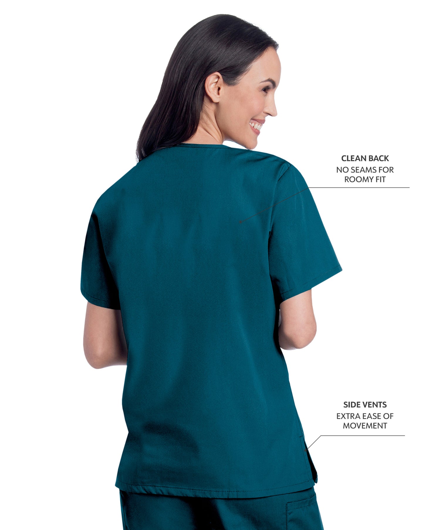 Women's 3-Pocket Clean Back V-Neck Top - 70221 - Caribbean