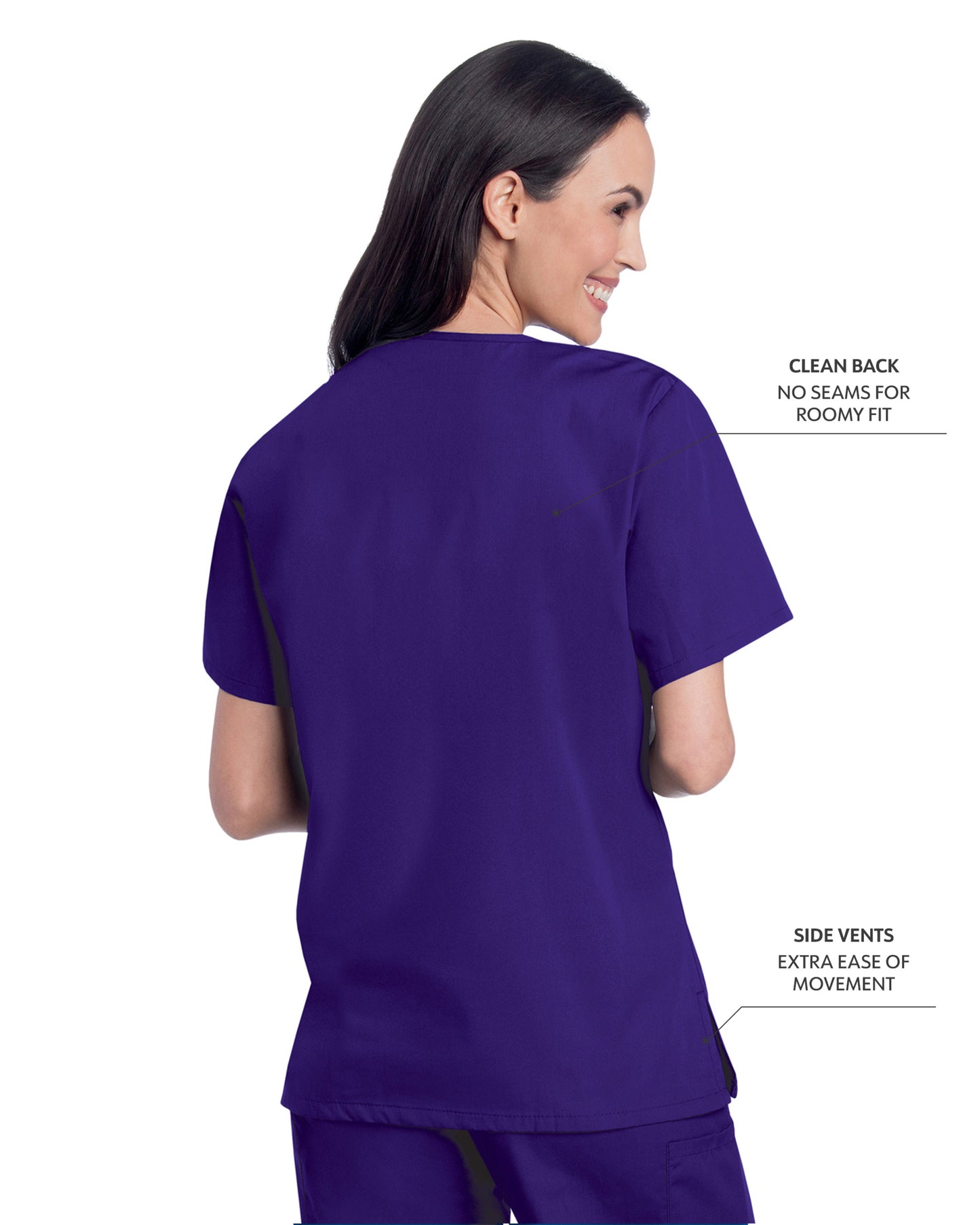 Women's 3-Pocket Clean Back V-Neck Top - 70221 - Grape
