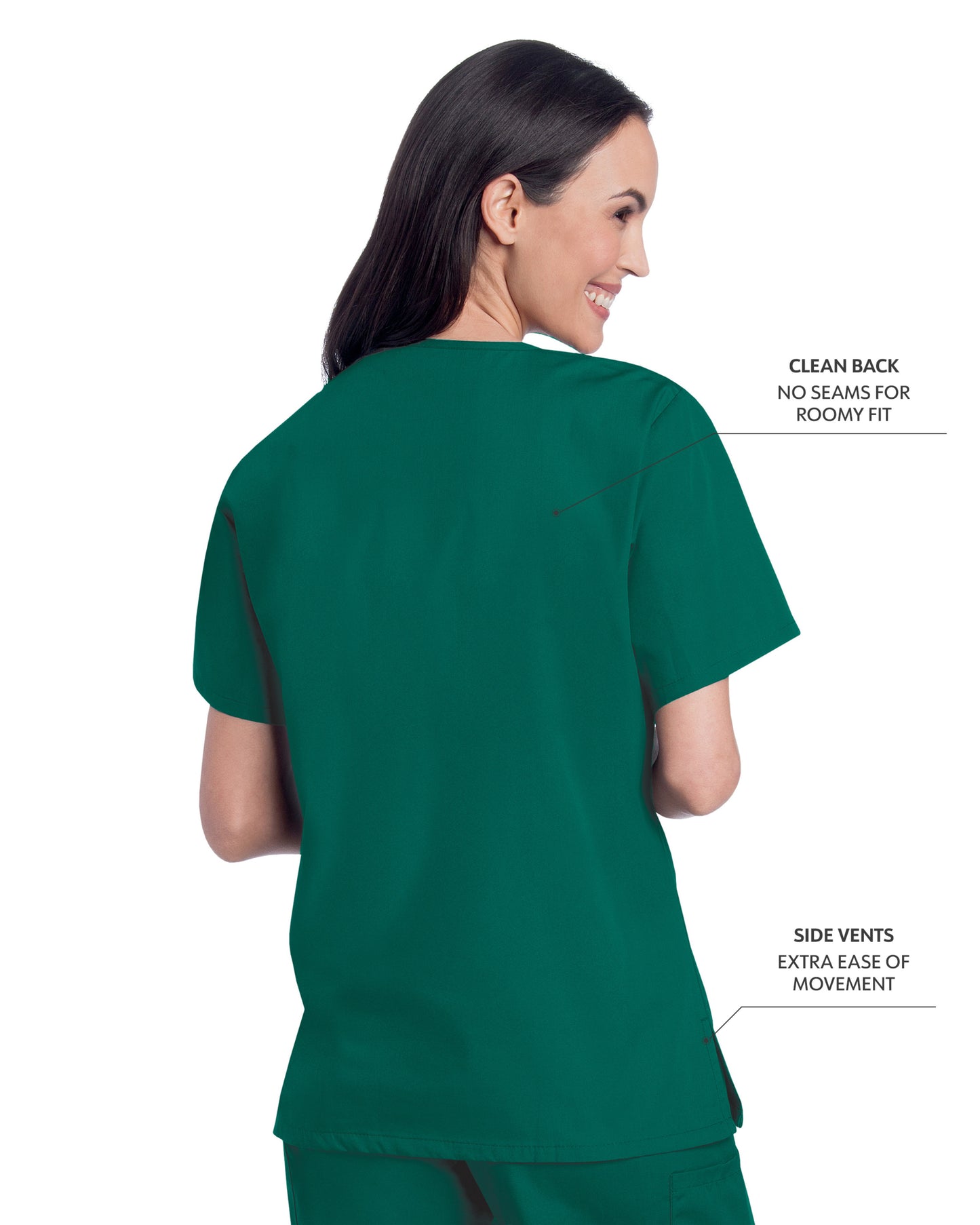 Women's 3-Pocket Clean Back V-Neck Top - 70221 - Hunter