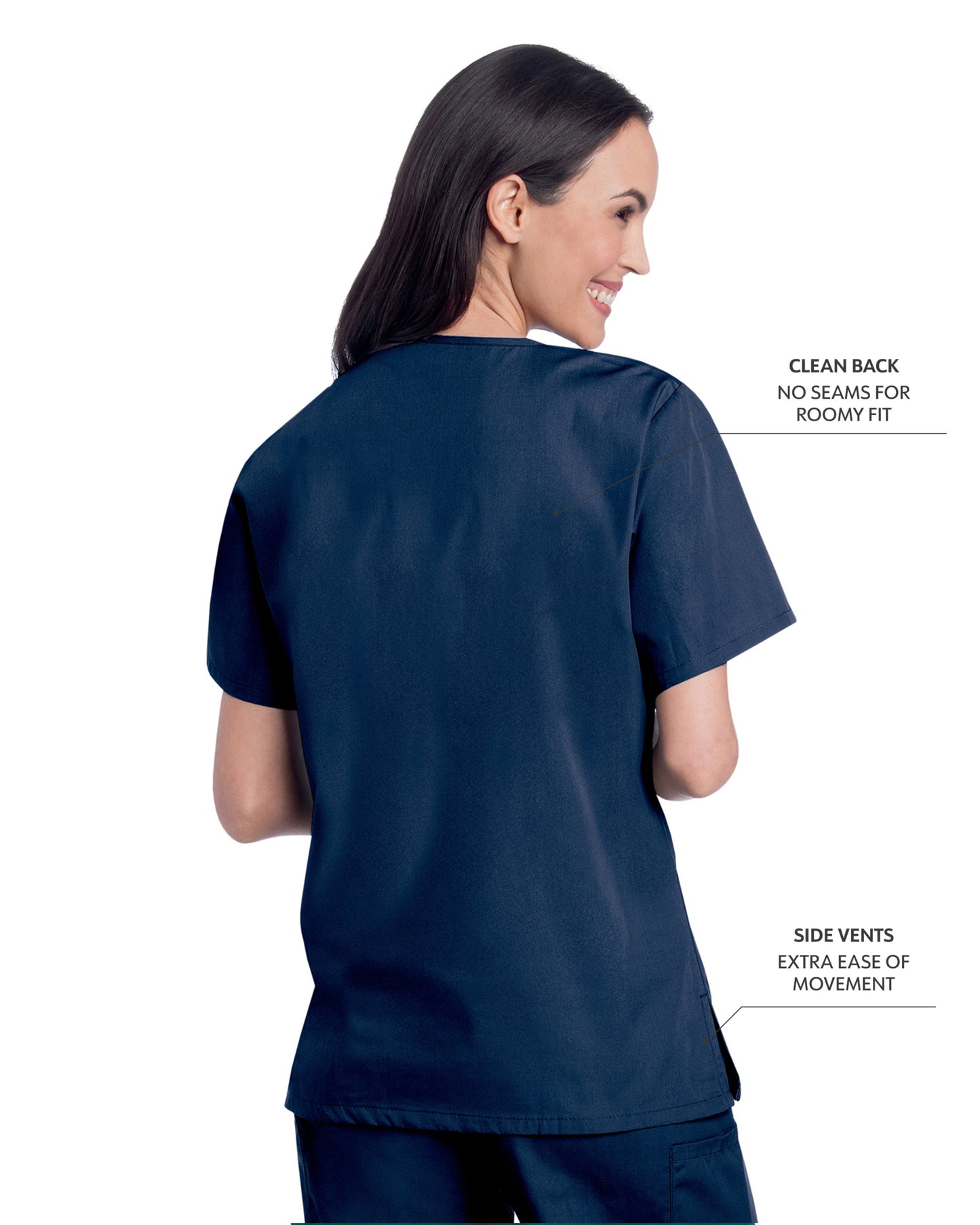 Women's 3-Pocket Clean Back V-Neck Top - 70221 - Navy