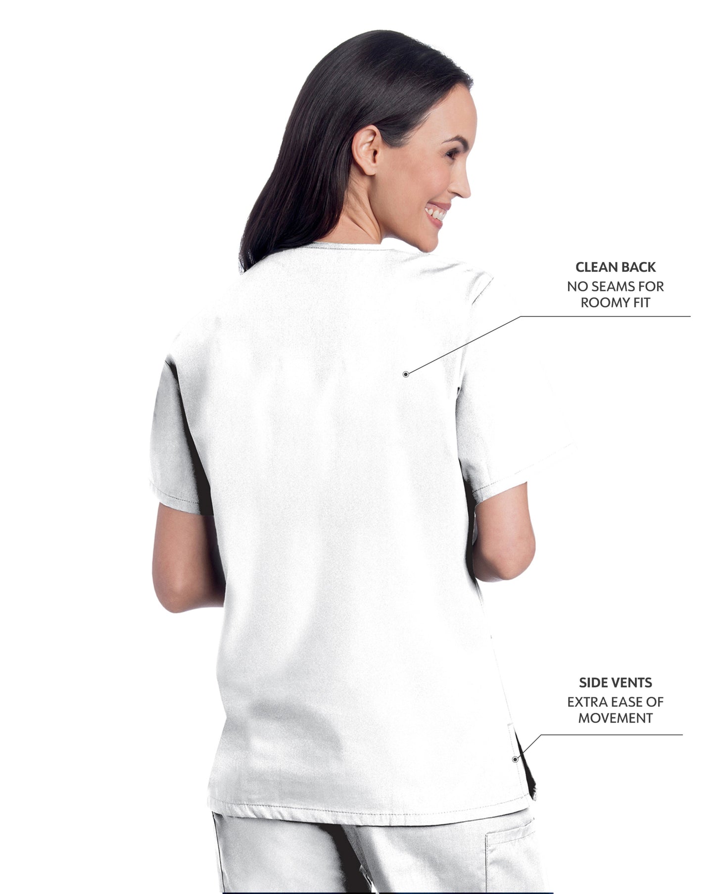 Women's 3-Pocket Clean Back V-Neck Top - 70221 - White