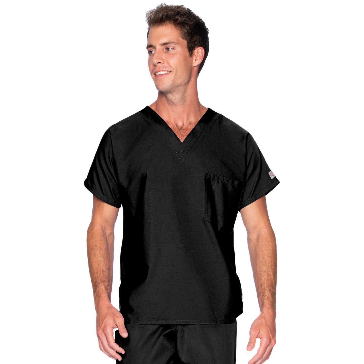 Unisex 1-Pocket Dolman Sleeve Tuckable V-Neck Top - 71221 - Black