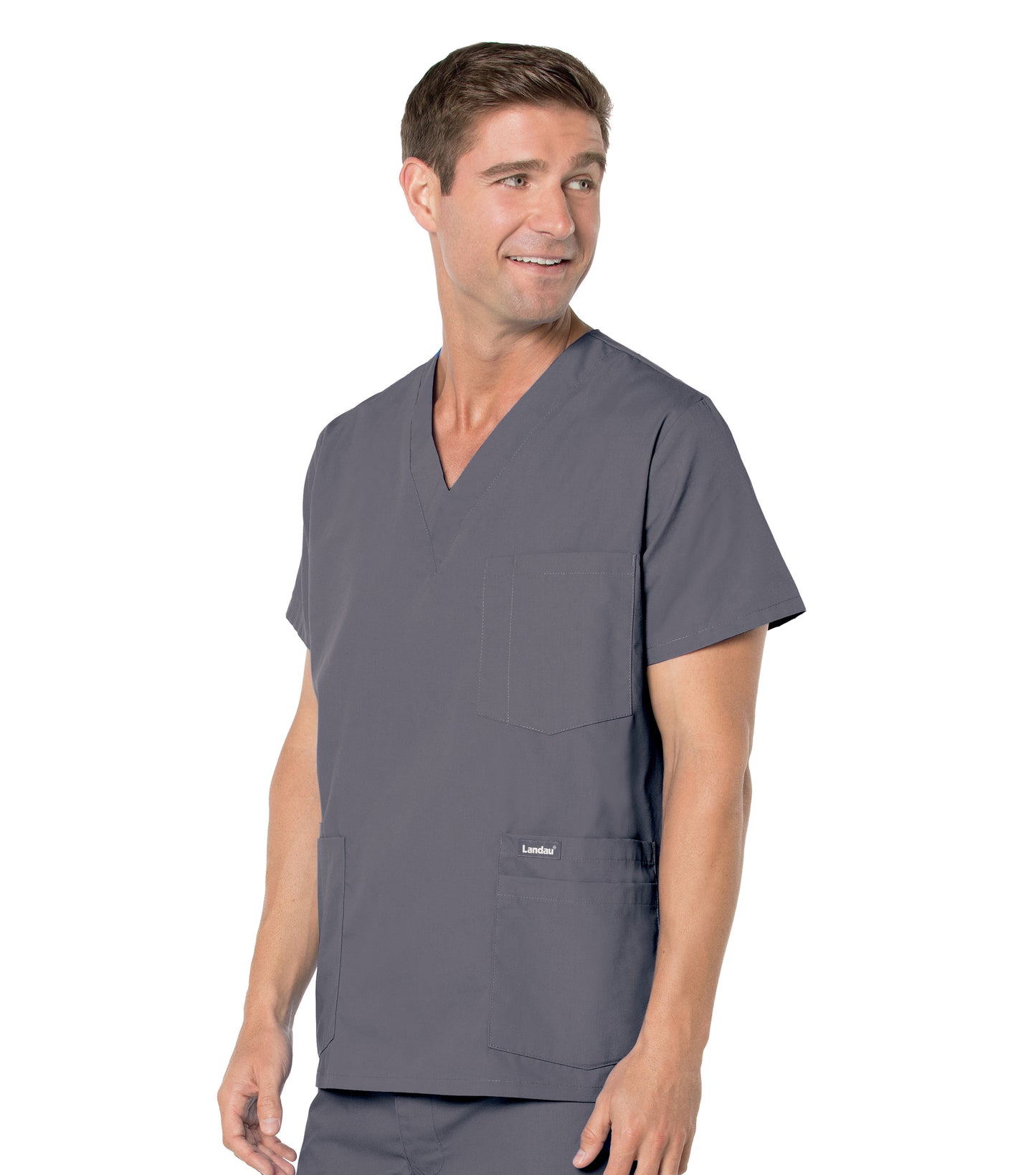 Men's 5-Pocket V-Neck Top - 7489 - Steel Grey