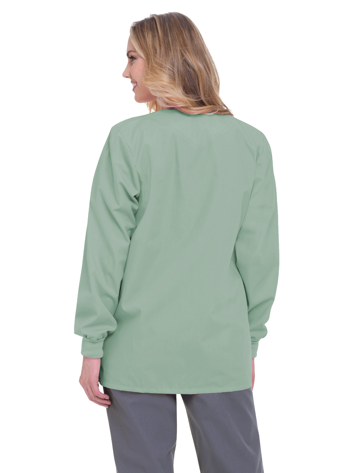 Women's 4-Pocket Crew Neck Warm-Up Jacket - 7525 - Sea Mist