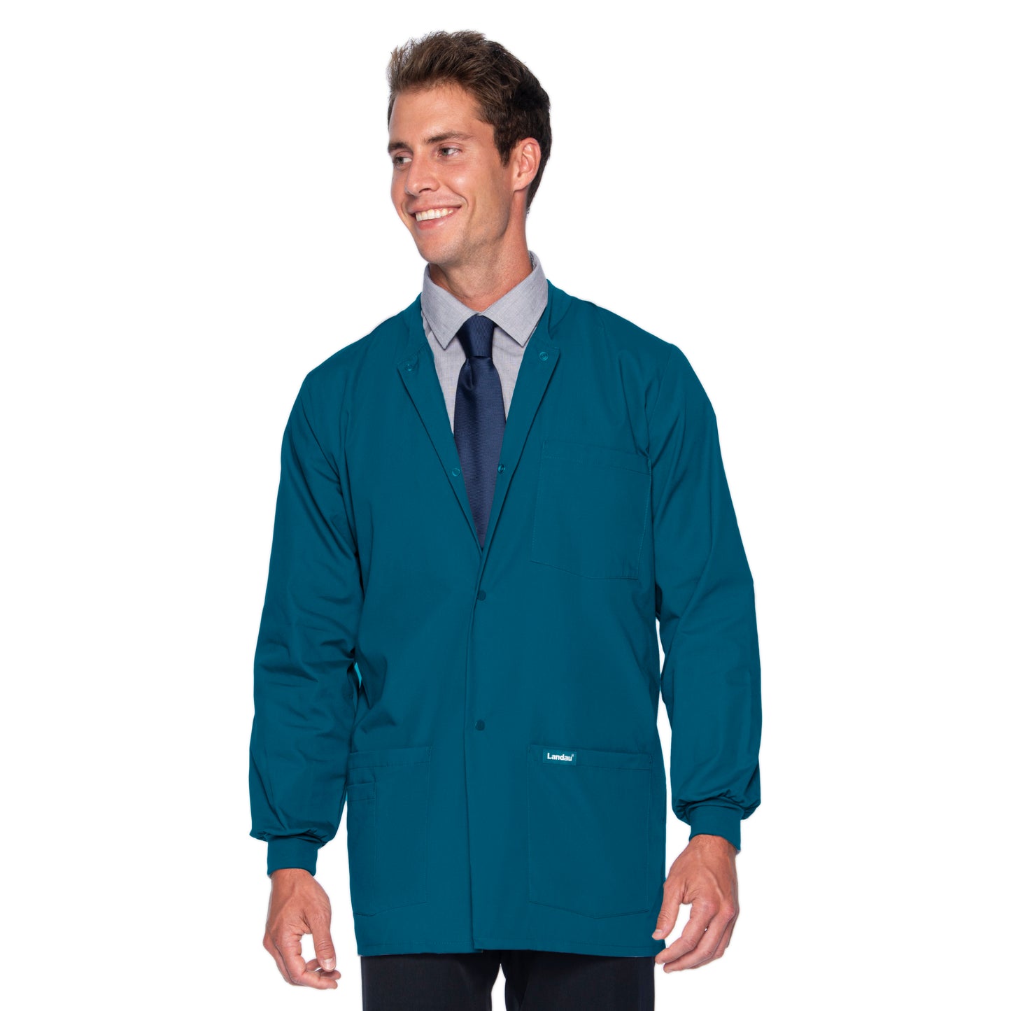 Men's 5-Pocket Crew Neck Warm-Up Jacket - 7551 - Caribbean Blue