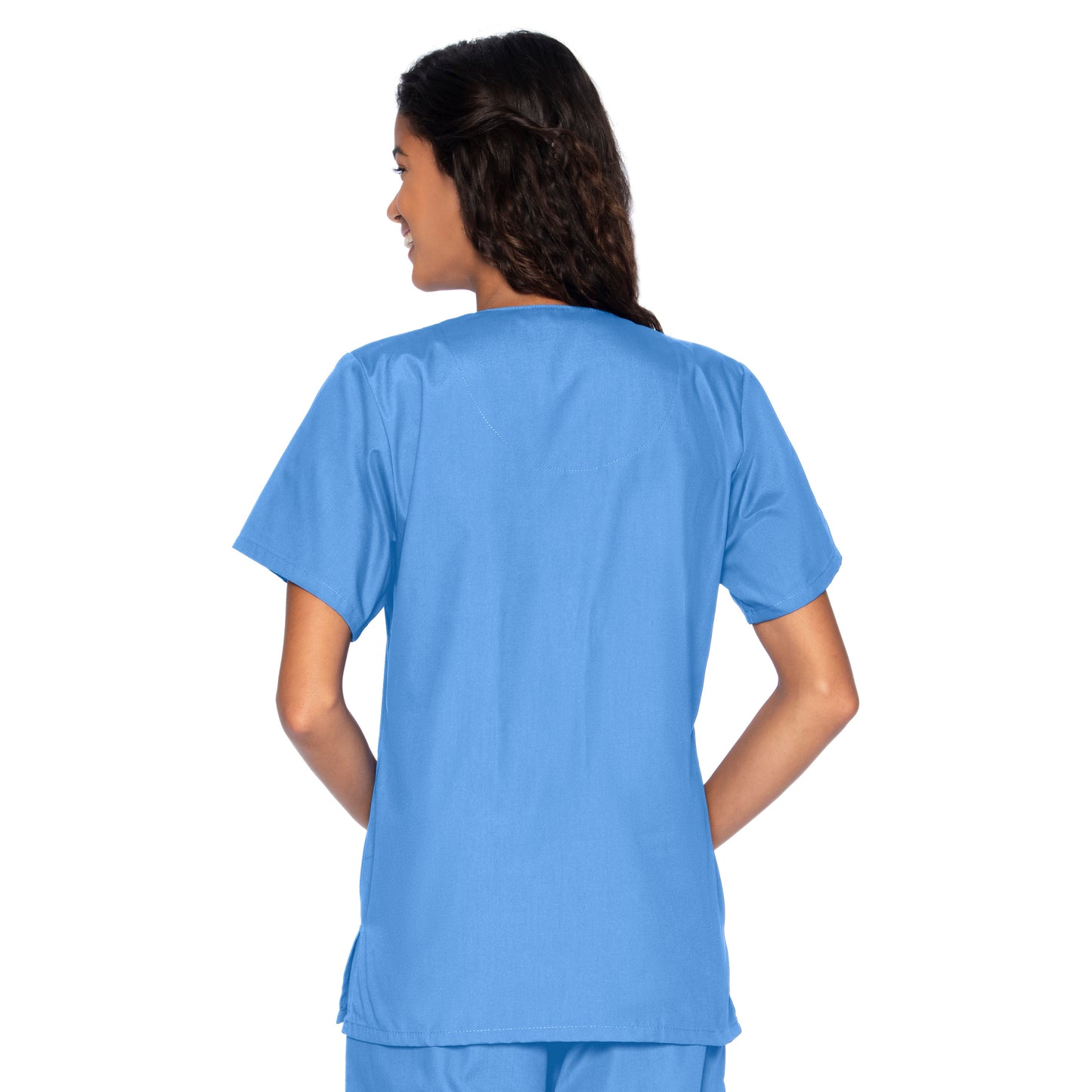 Women's 4-Pocket Snap-Front V-Neck Top - 8232 - Ceil Blue