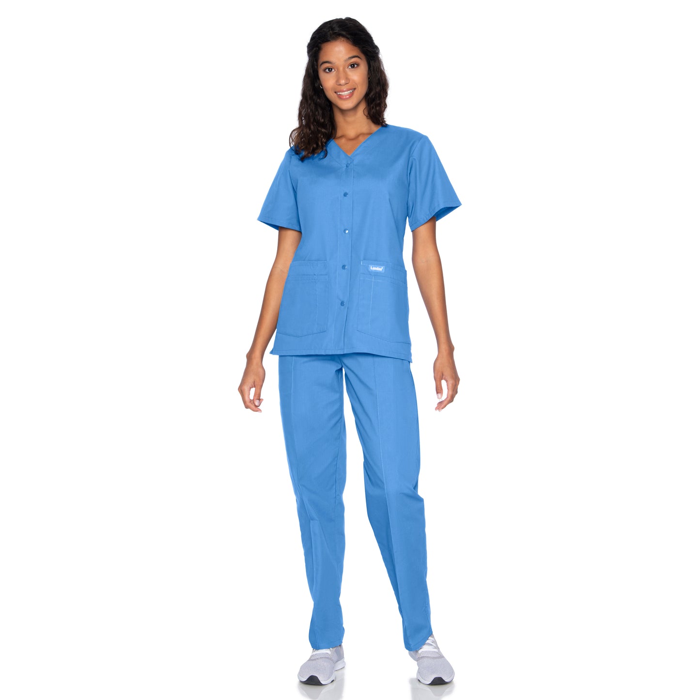 Women's 4-Pocket Snap-Front V-Neck Top - 8232 - Ceil Blue