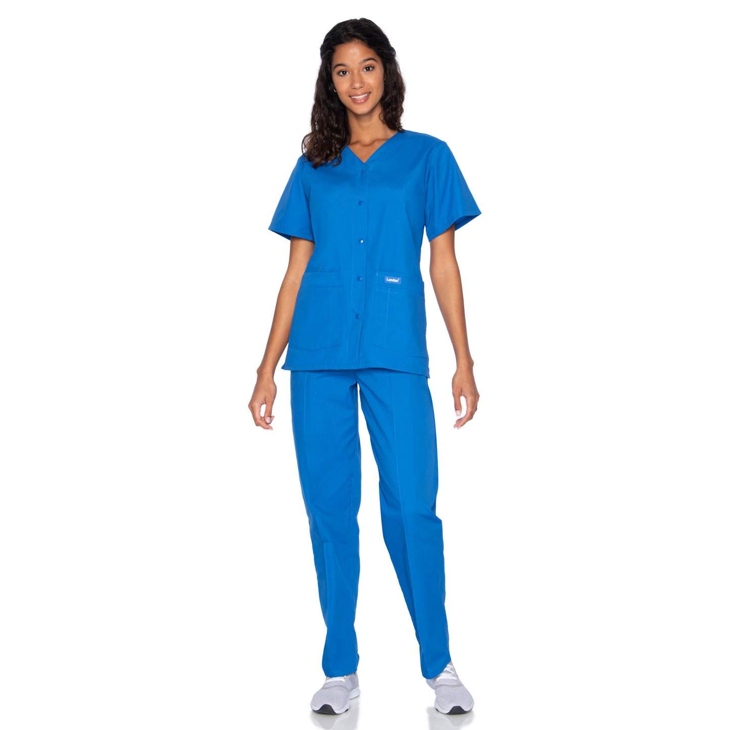 Women's 4-Pocket Snap-Front V-Neck Top - 8232 - Royal Blue