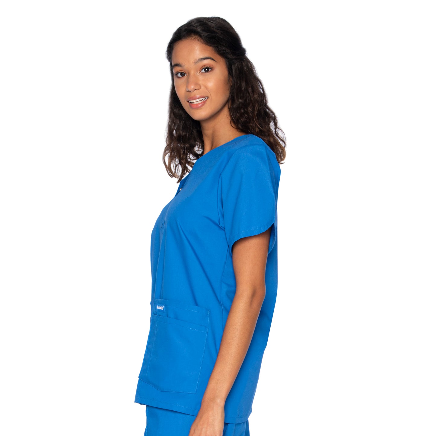 Women's 4-Pocket Snap-Front V-Neck Top - 8232 - Royal Blue