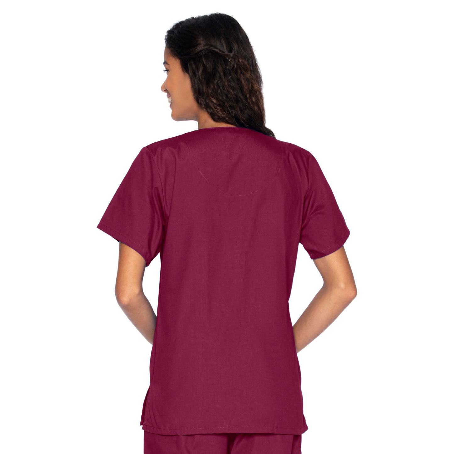 Women's 4-Pocket Snap-Front V-Neck Top - 8232 - Wine