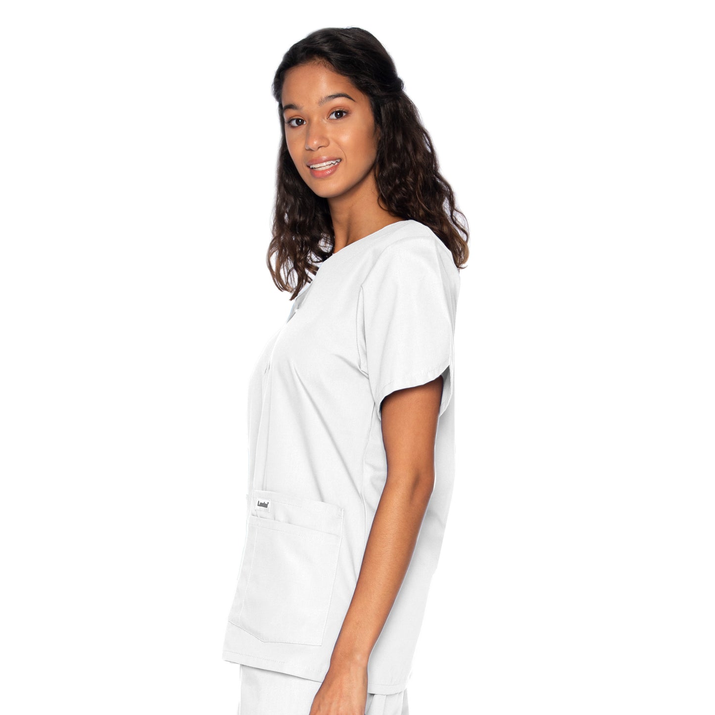 Women's 4-Pocket Snap-Front V-Neck Top - 8232 - White