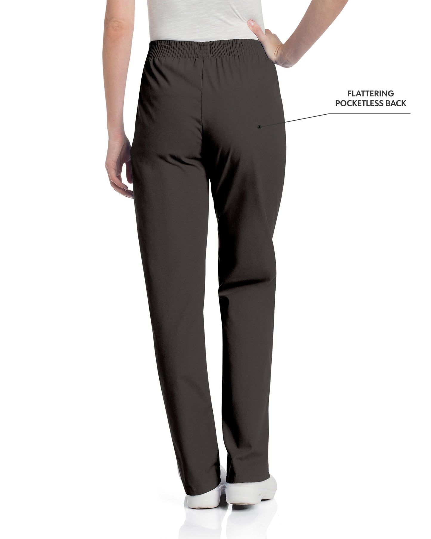 Women's 2-Pocket High-Rise Elastic Waist Straight Leg Pant - 8327 - Black