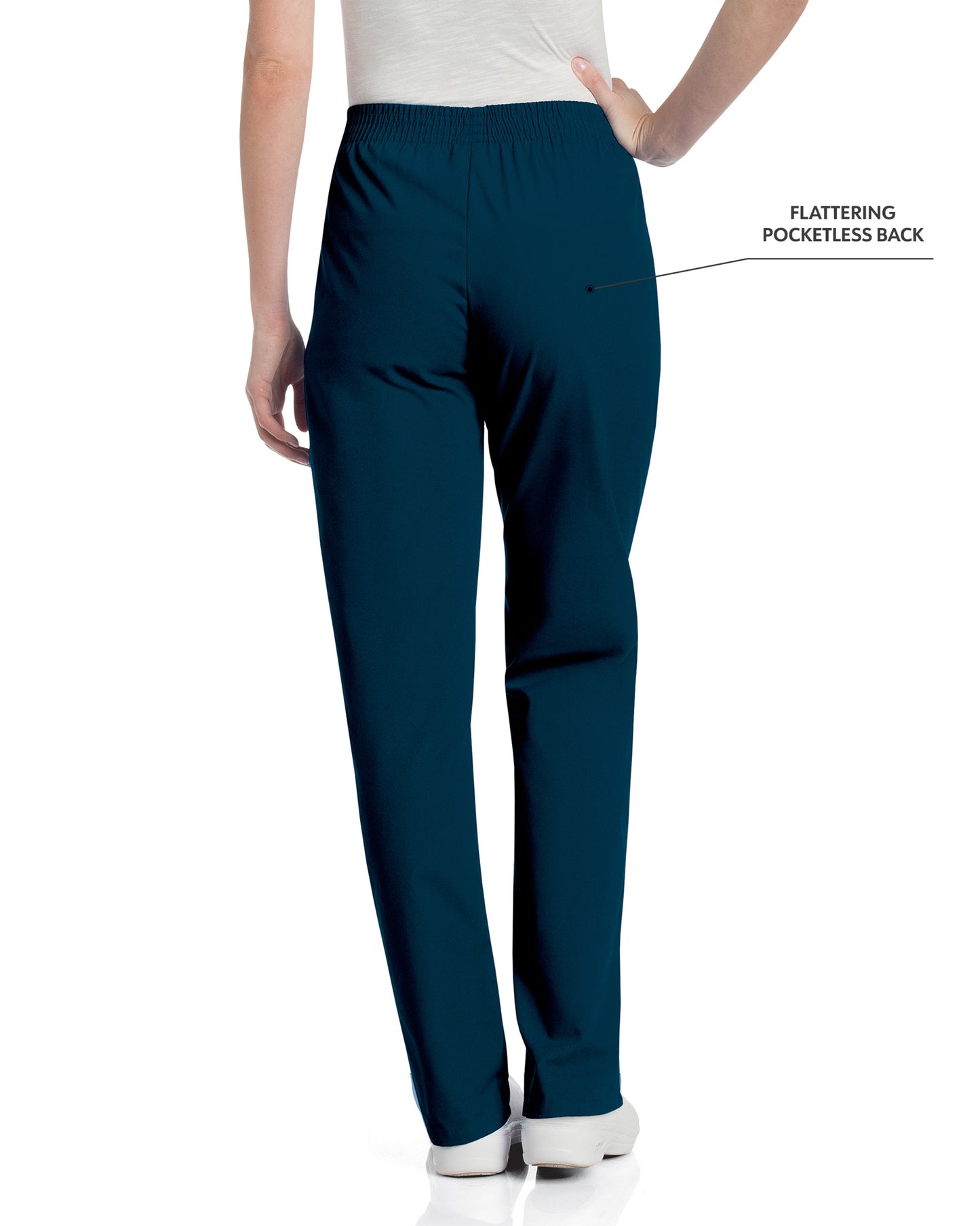 Women's 2-Pocket High-Rise Elastic Waist Straight Leg Pant - 8327 - Navy