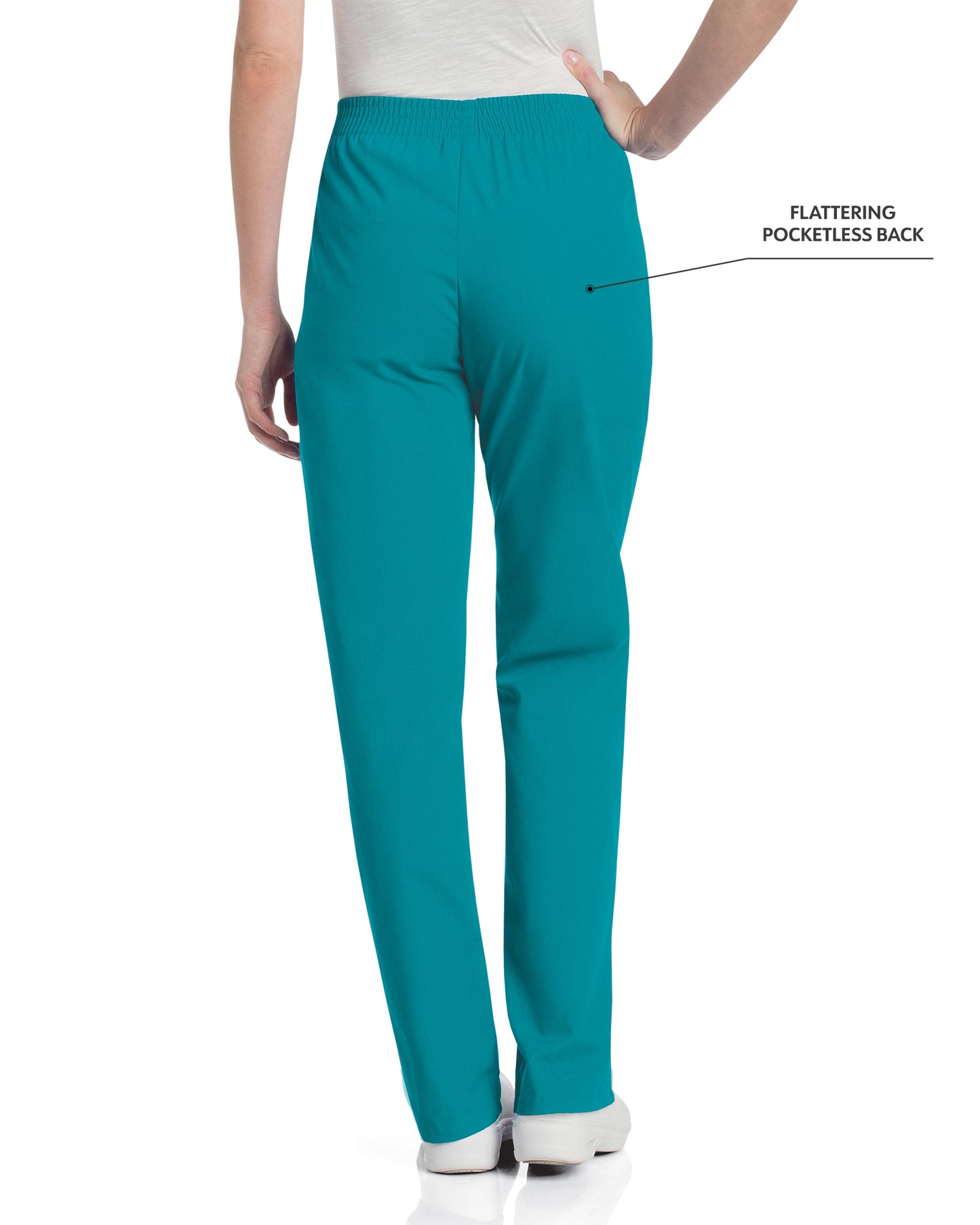 Women's 2-Pocket High-Rise Elastic Waist Straight Leg Pant - 8327 - Teal